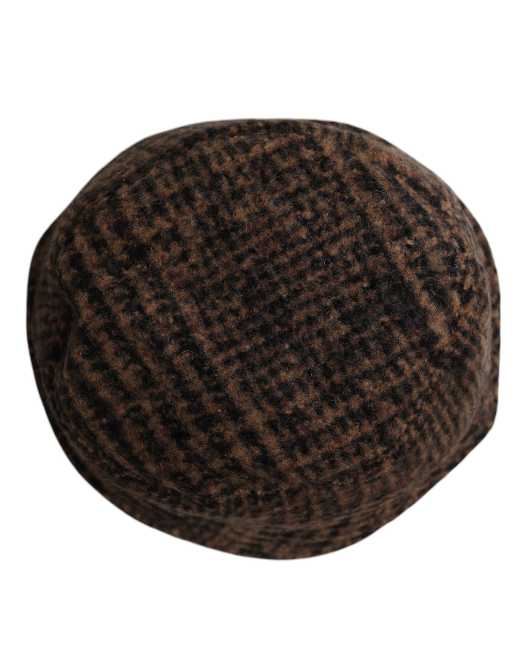 Brown Houndstooth Wool Woven Bucket Hat - ventzia