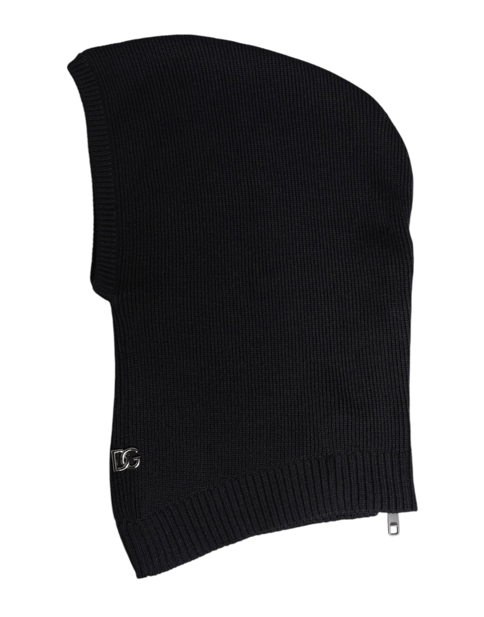 Black Wool Whole Head Wrap Balaclava Hat - ventzia