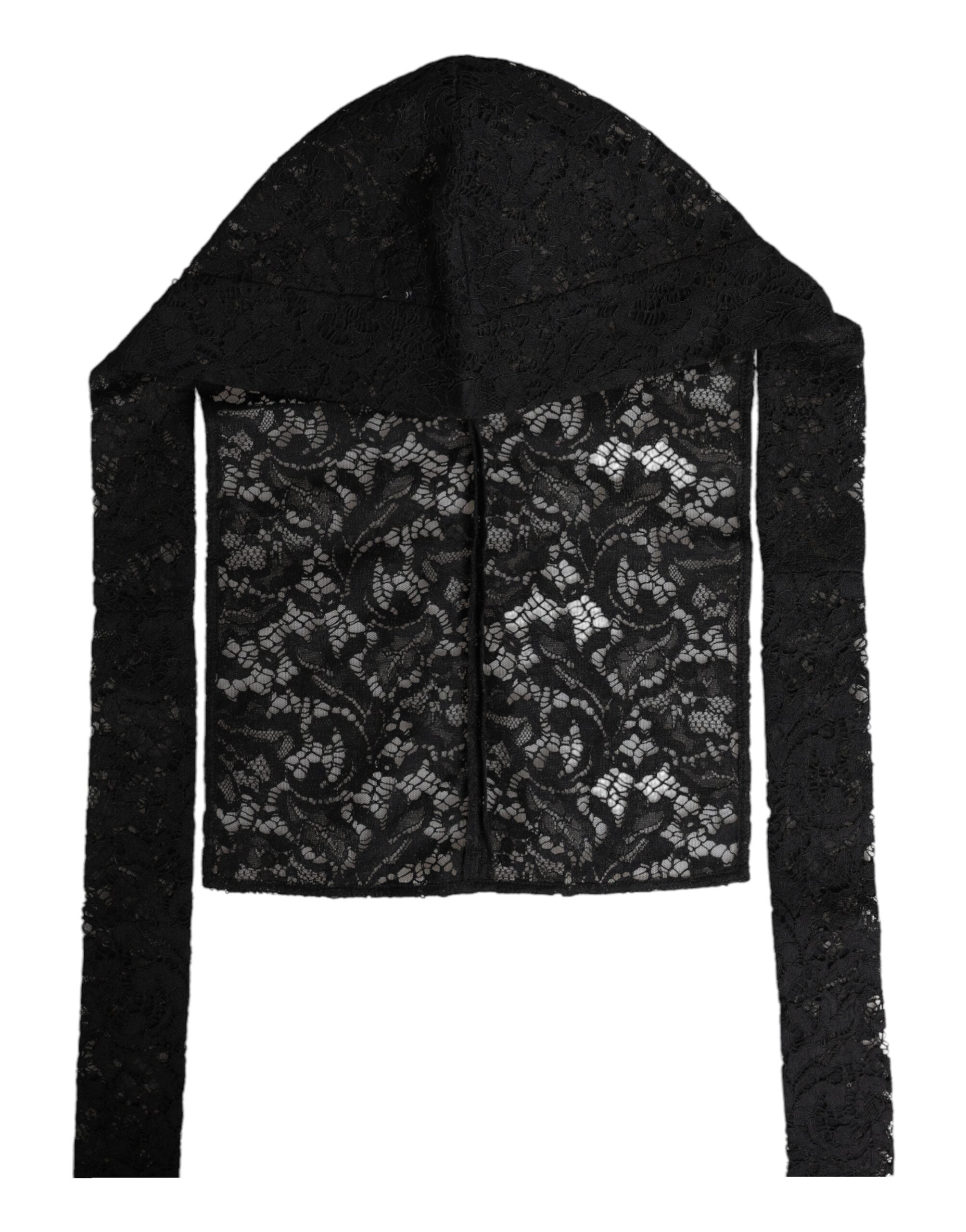 Black Floral Lace Whole Head Wrap Hat - ventzia