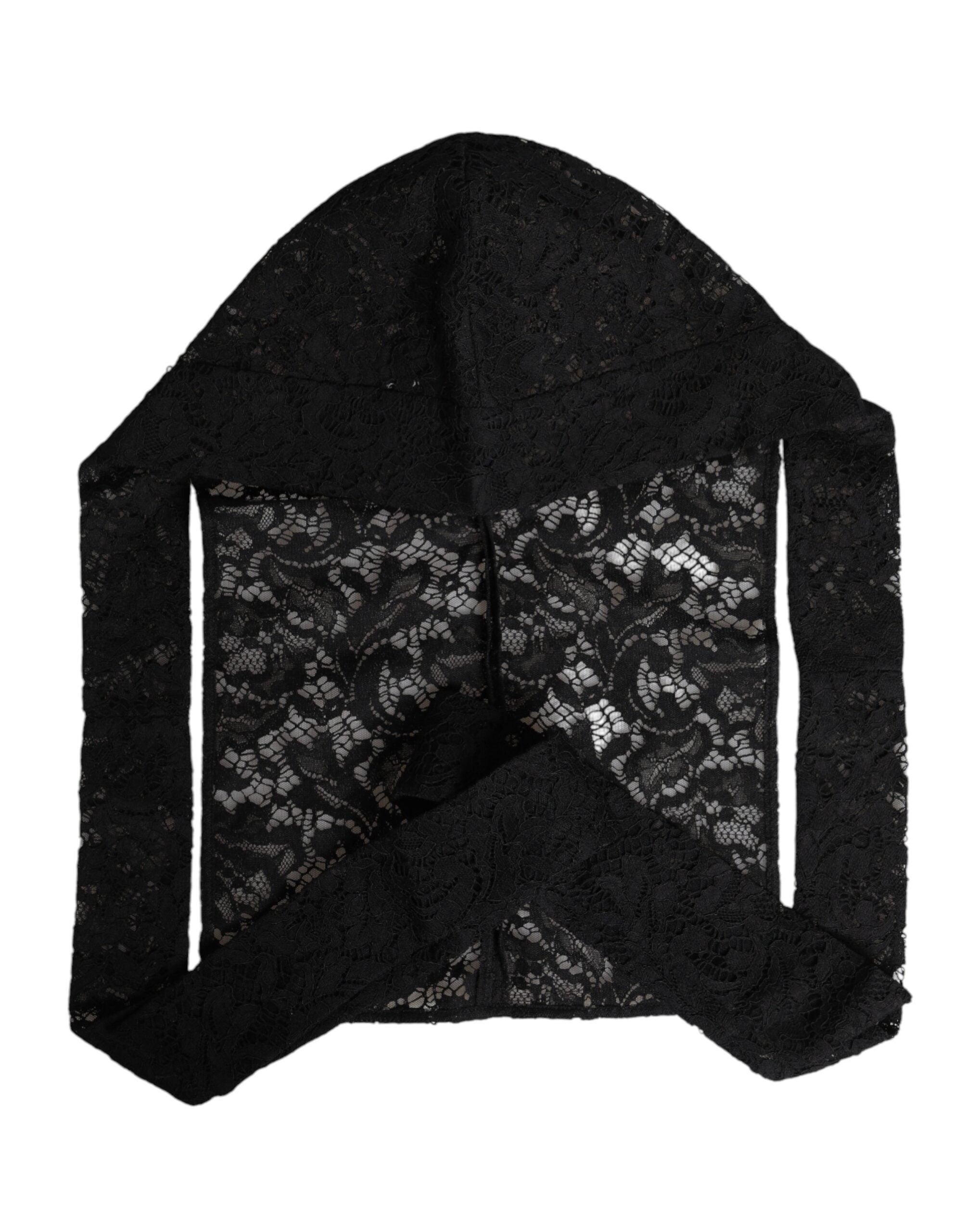 Black Floral Lace Whole Head Wrap Hat - ventzia