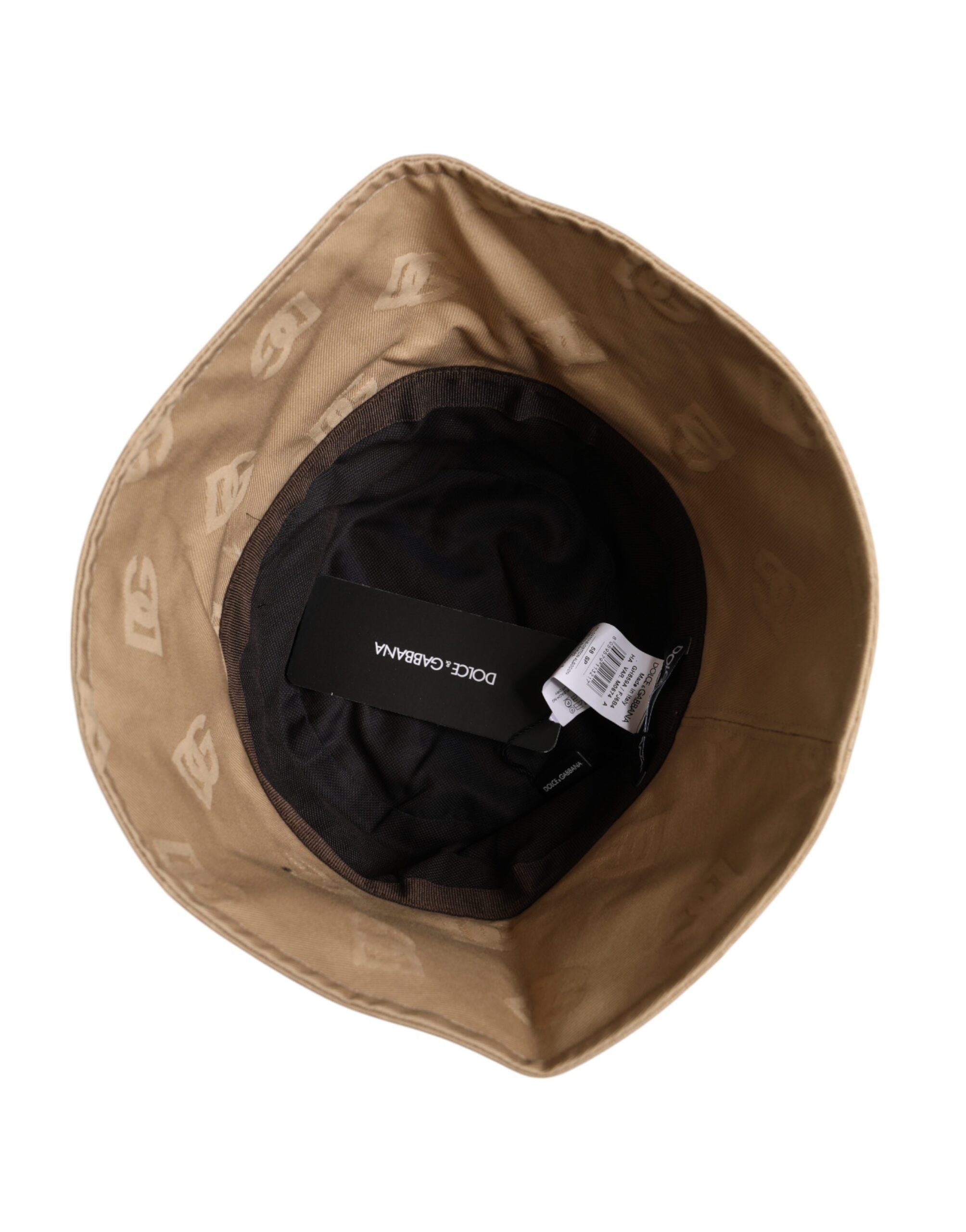 Beige Logo Monogram Cotton Bucket Cap - ventzia
