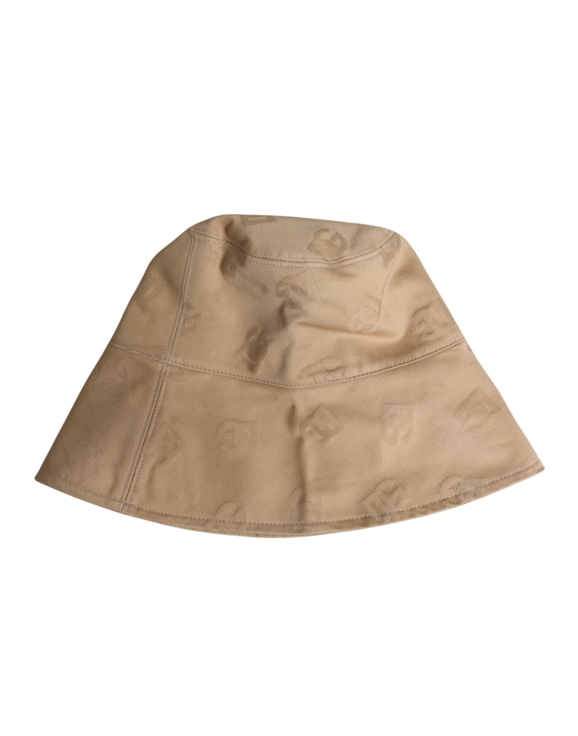 Beige Logo Monogram Cotton Bucket Cap - ventzia