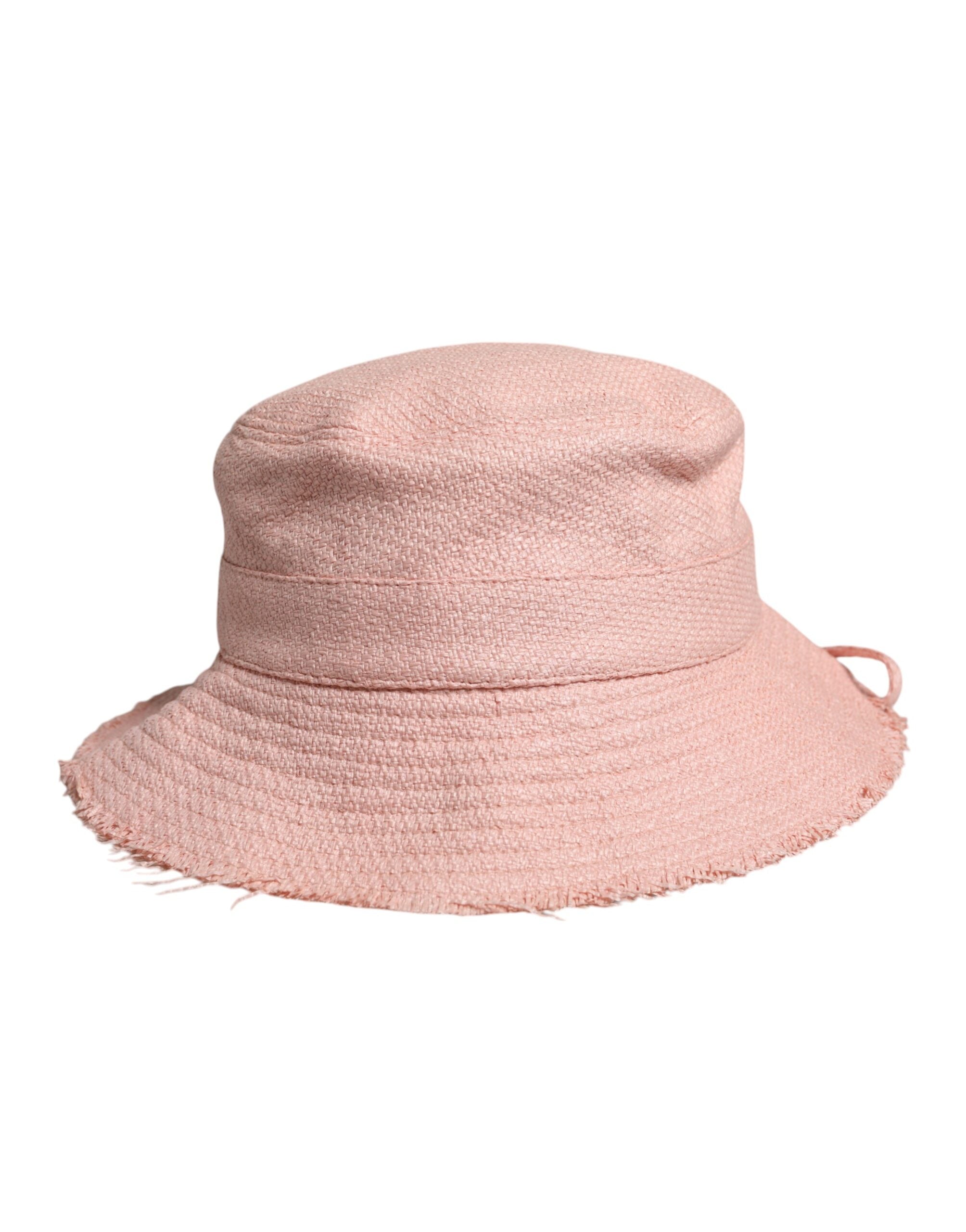 Pink Cotton Wide Brim Bucket Hat - ventzia
