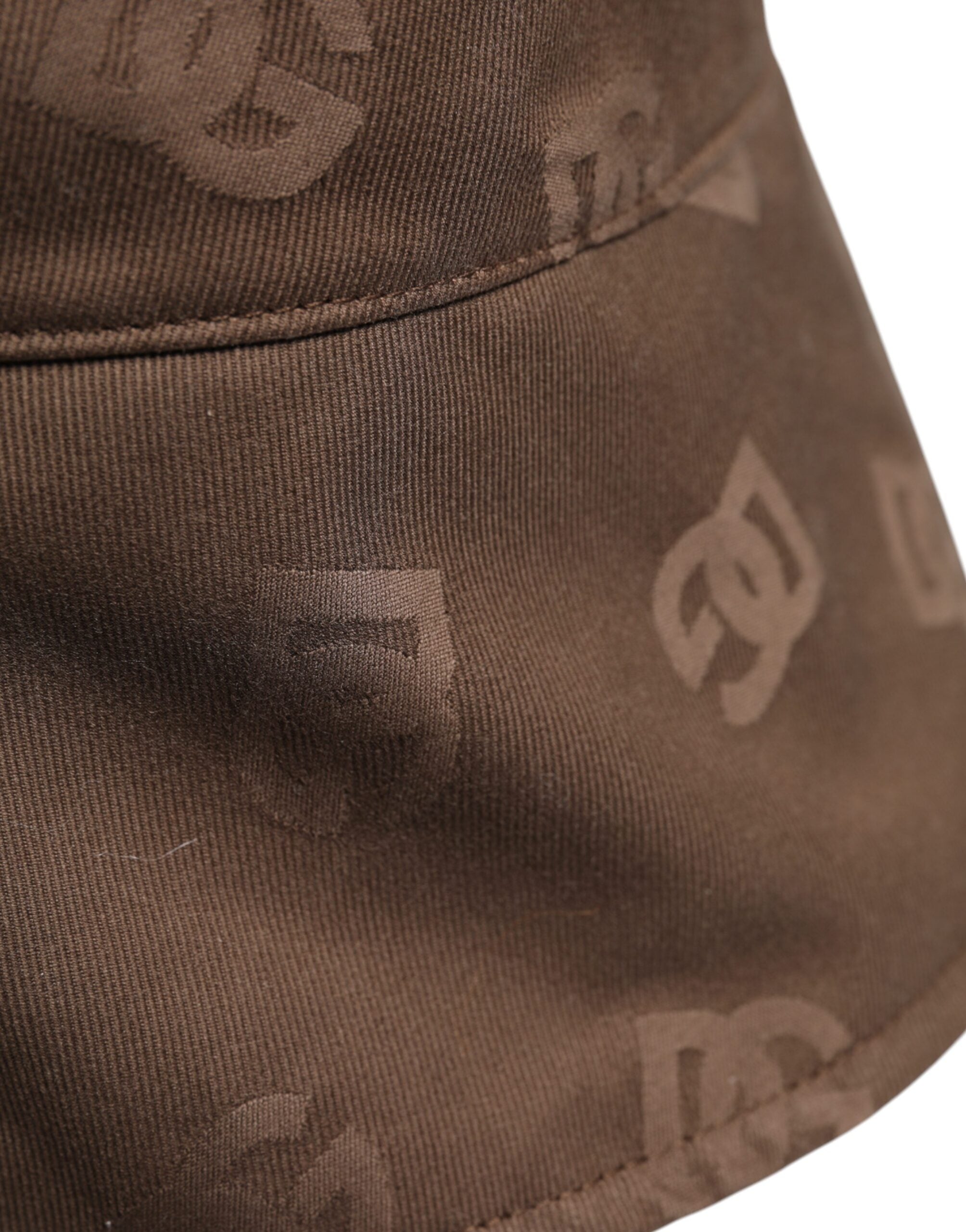 Brown Logo Monogram Cotton Bucket Cap - ventzia