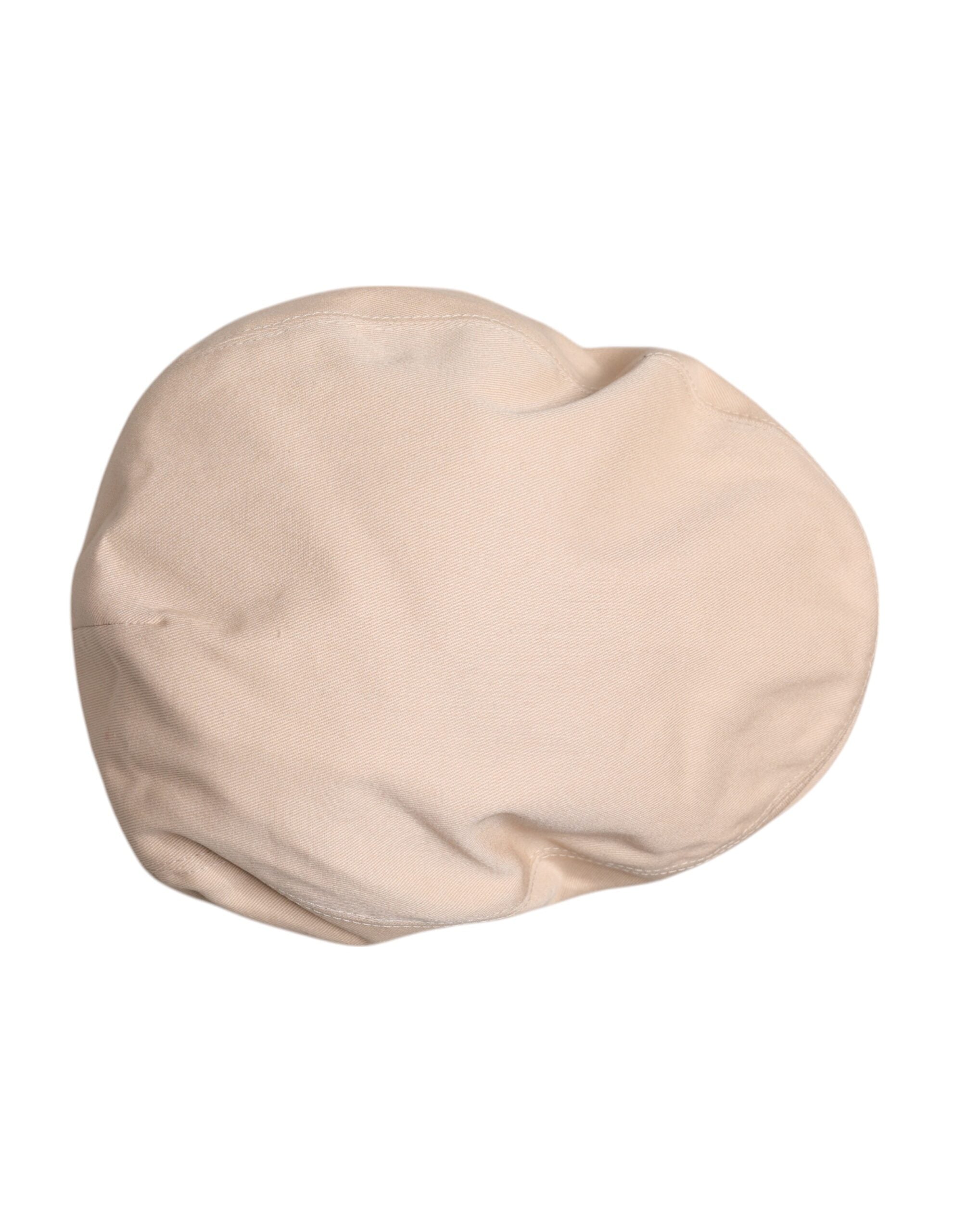Beige Cotton Newsboy Capello Cabbie Hat - ventzia