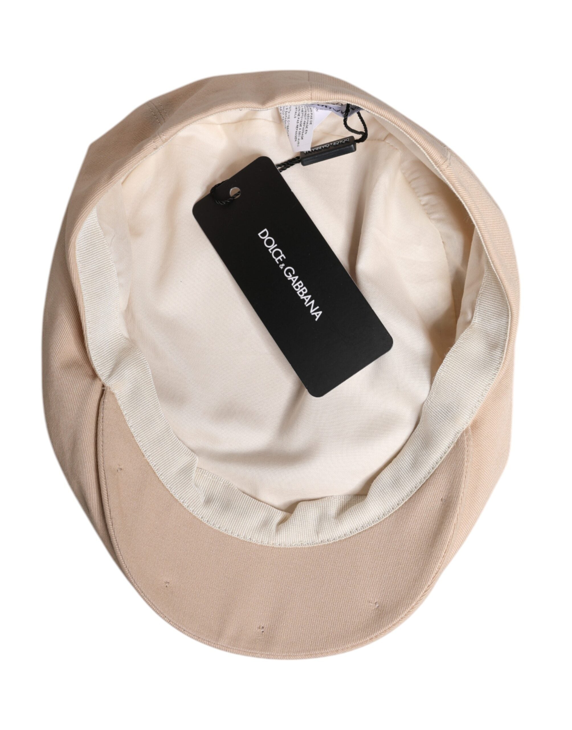 Beige Cotton Newsboy Capello Cabbie Hat - ventzia