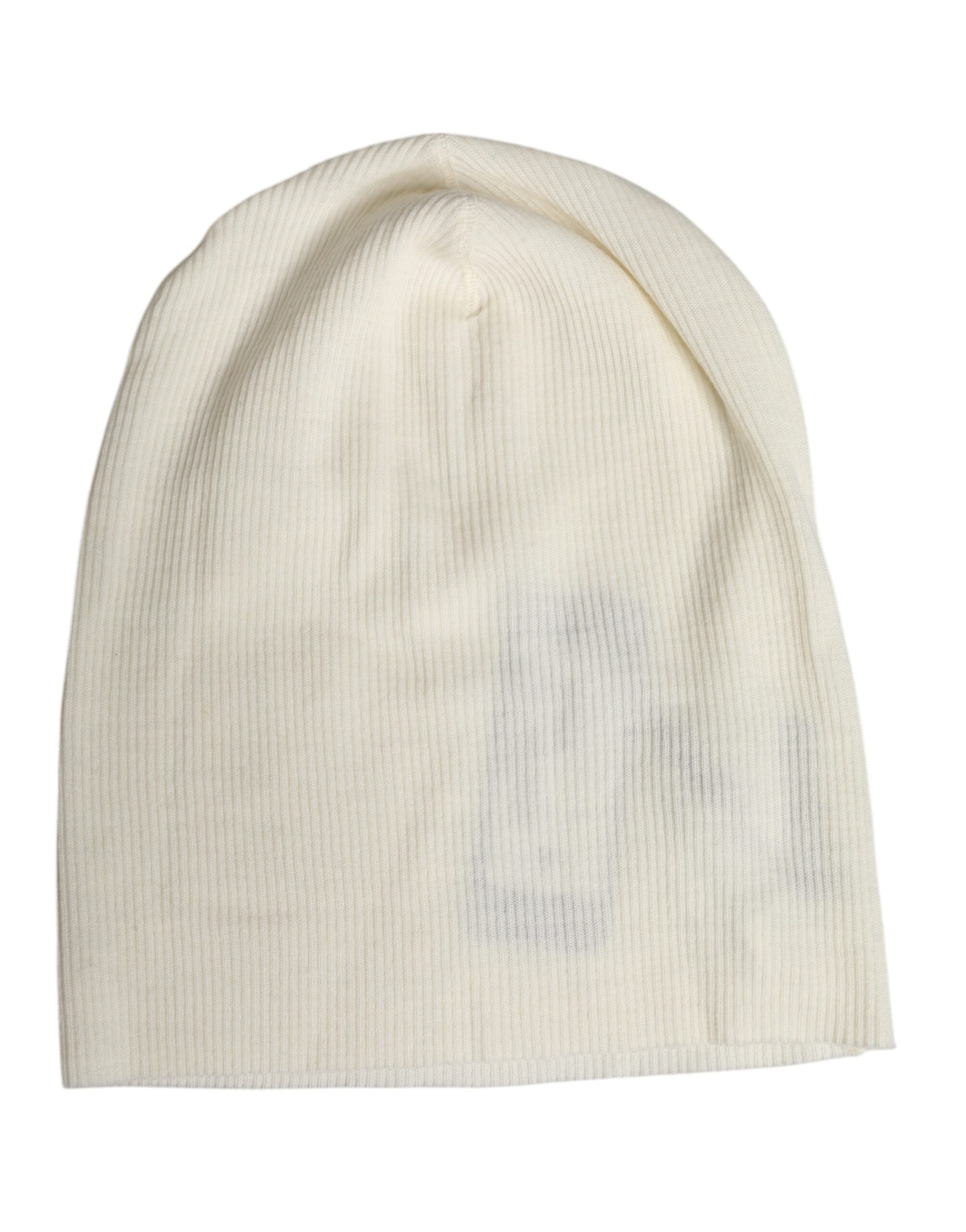 Beige Wool Blend Knitted Beanie Cap - ventzia