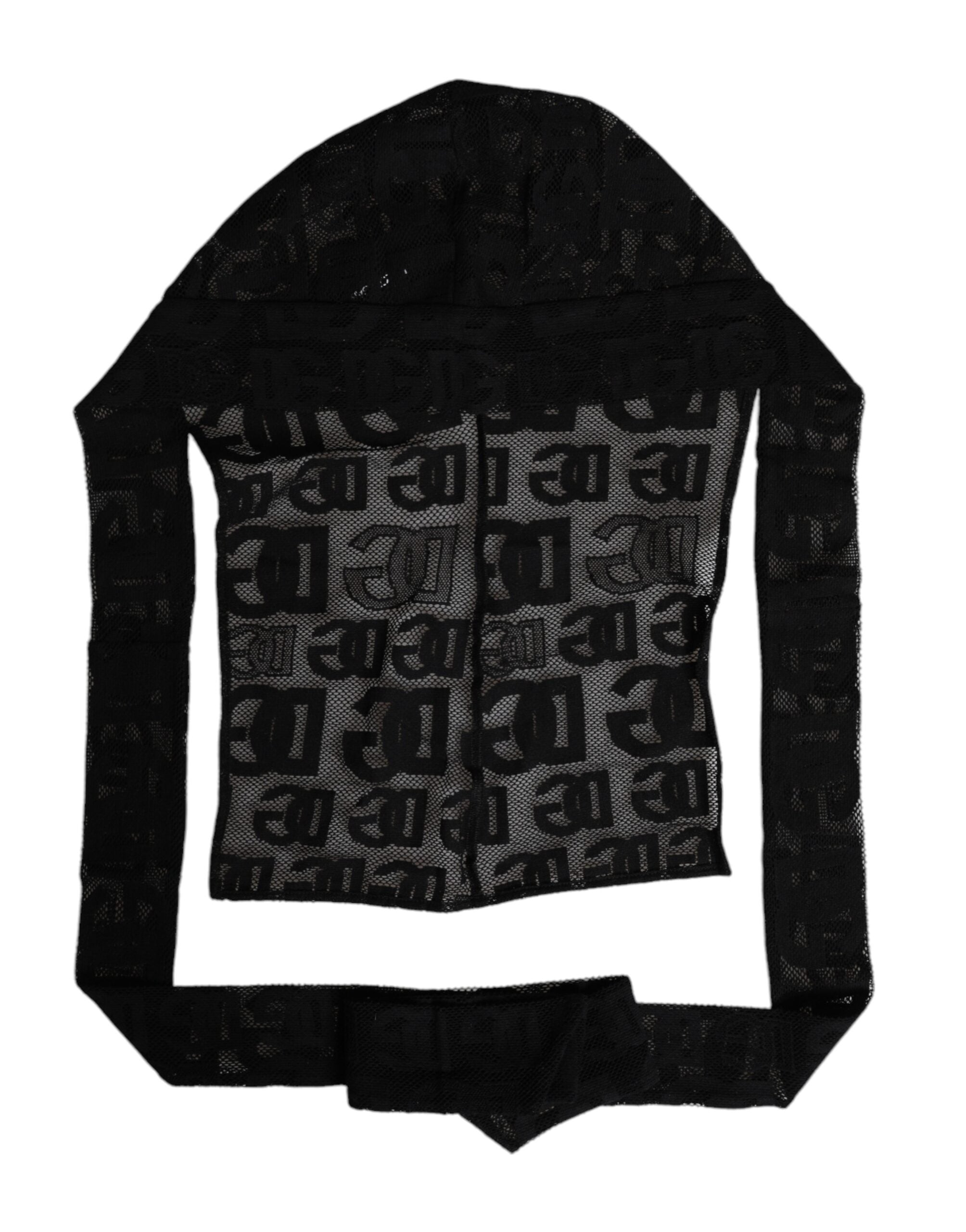 Black Logo Mesh Whole Head Wrap Hat - ventzia