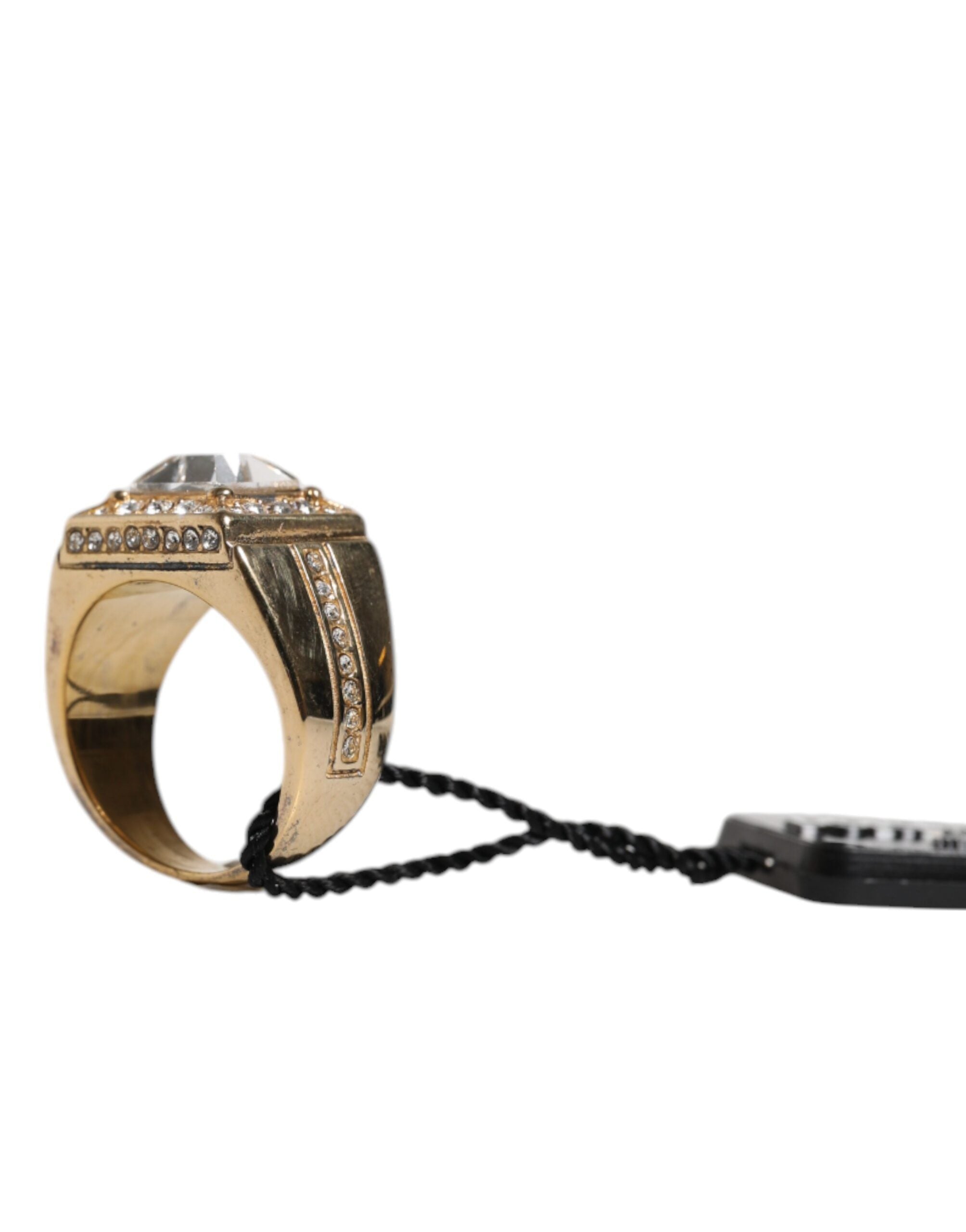 Gold Tone Sterling Silver 925 Crystals Ring - ventzia