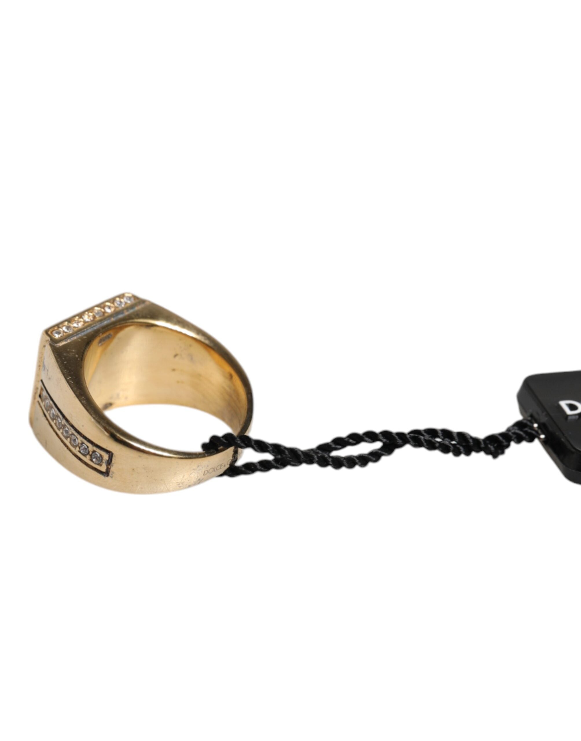 Gold Tone Sterling Silver 925 Crystals Ring - ventzia