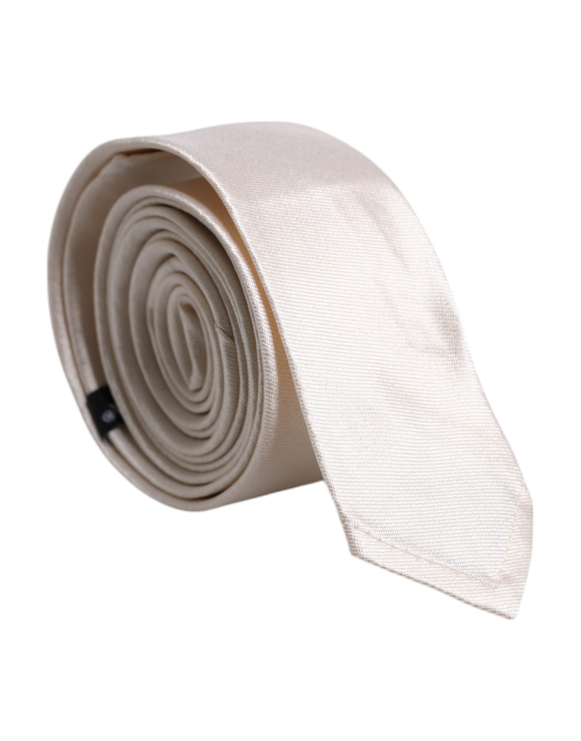 White Solid Silk Adjustable Necktie Tie - ventzia