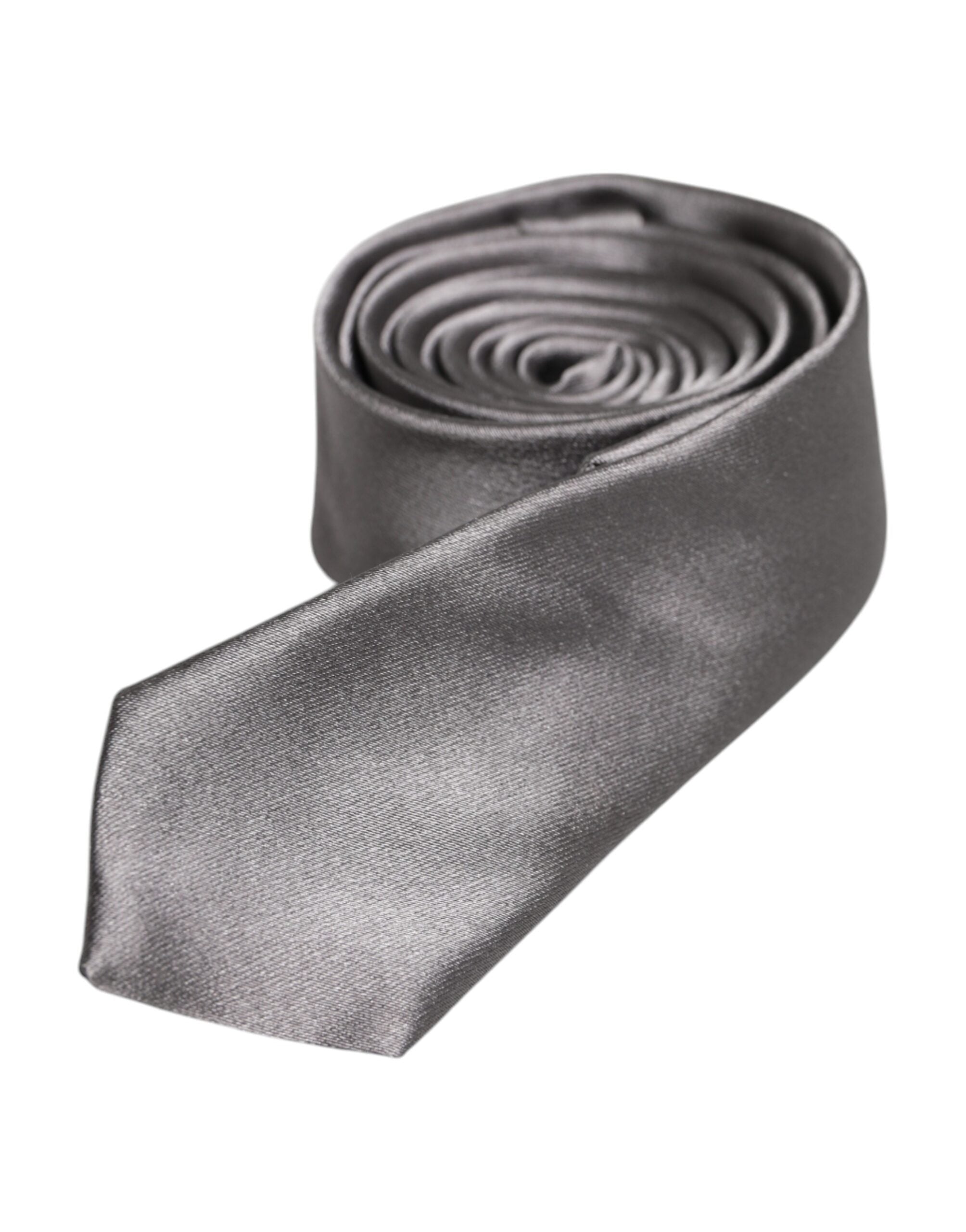 Metallic Silver Silk Adjustable Necktie Tie - ventzia