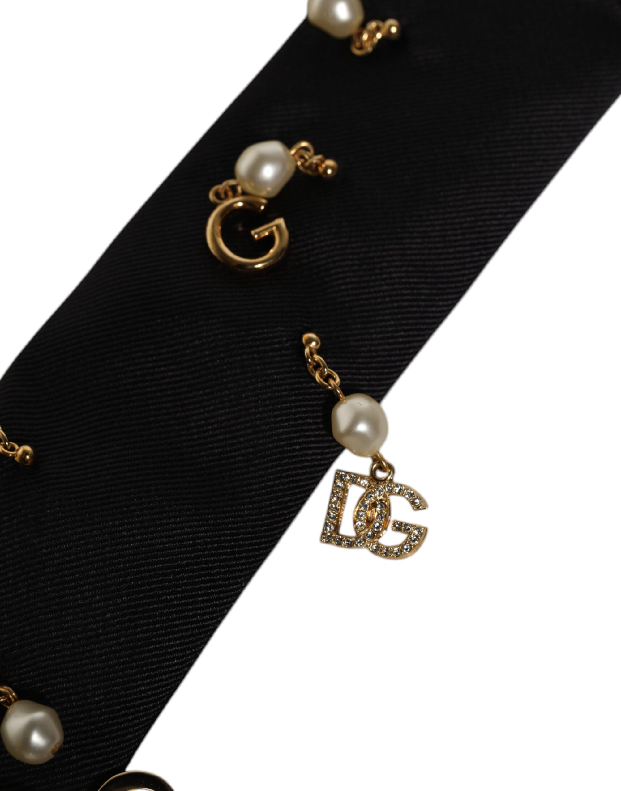 Black Logo Embellished Adjustable Necktie Tie - ventzia