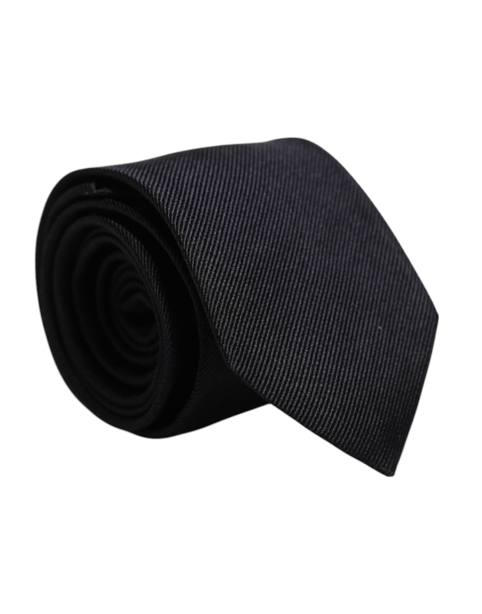 Black Solid Silk Adjustable Necktie Tie - ventzia