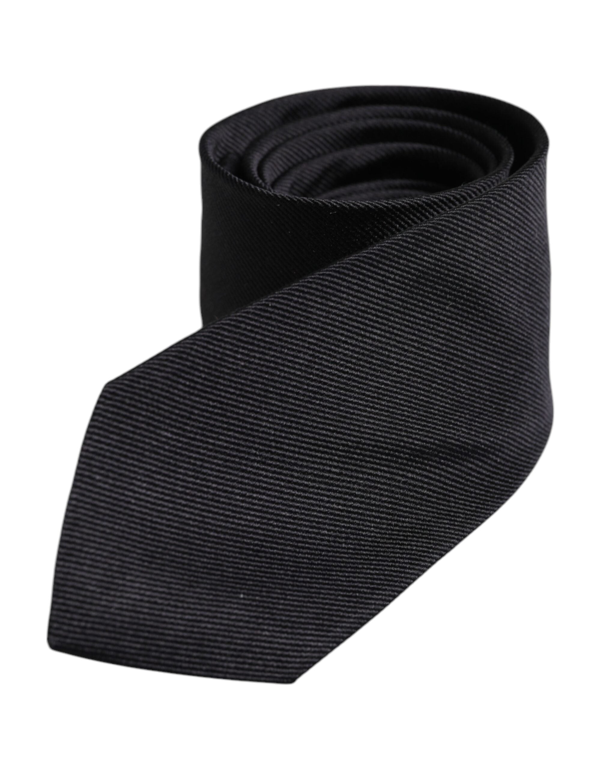 Black Solid Silk Adjustable Necktie Tie - ventzia