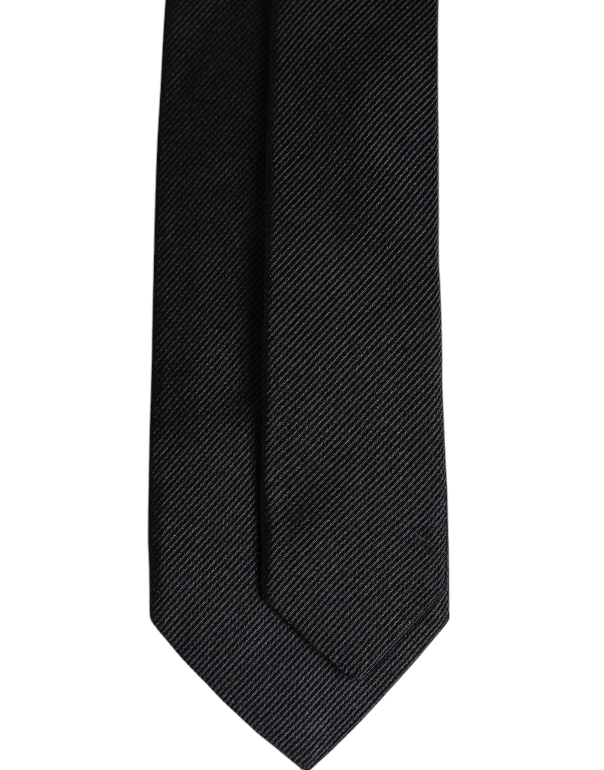 Black Solid Silk Adjustable Necktie Tie - ventzia