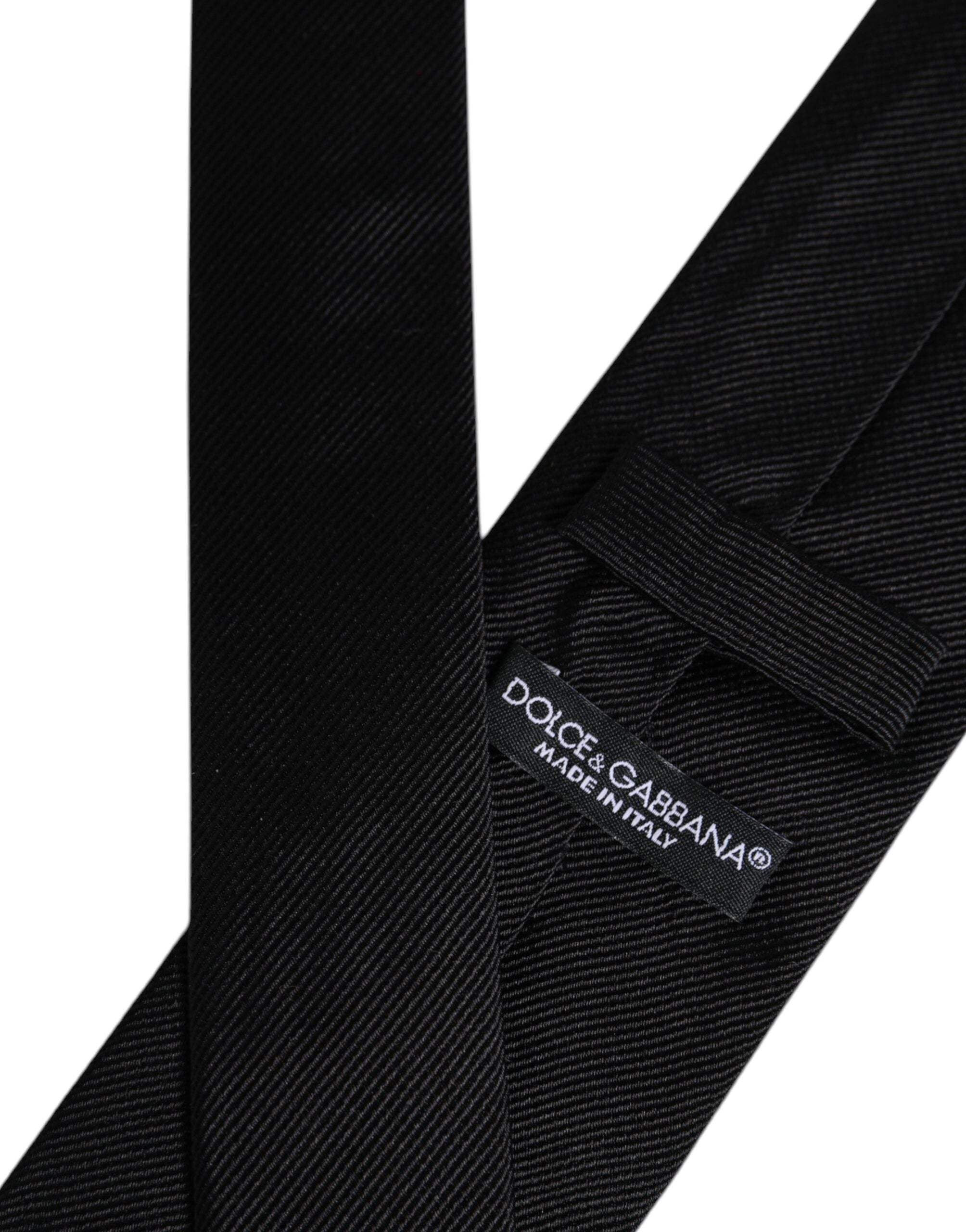 Black Solid Silk Adjustable Necktie Tie - ventzia