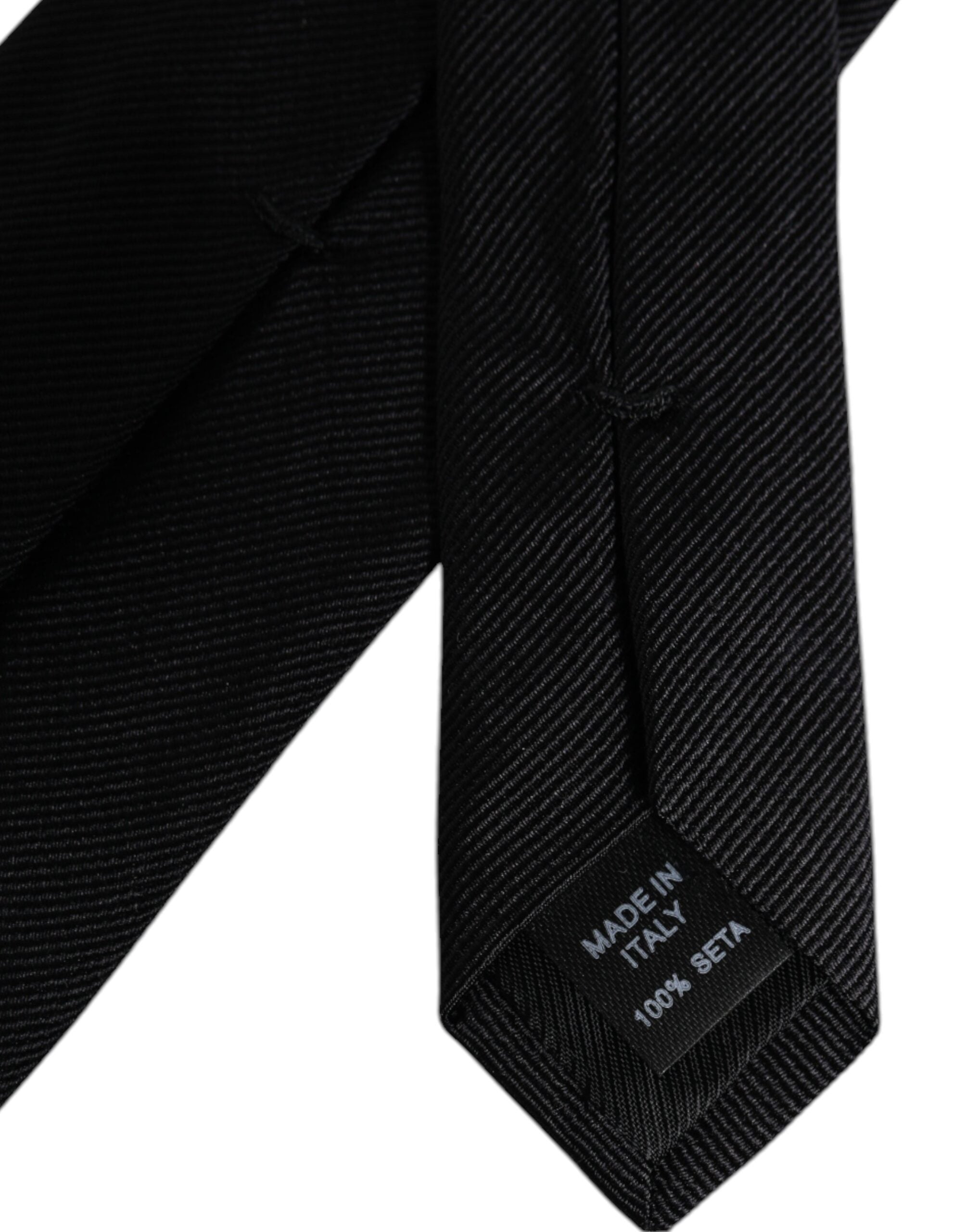 Black Solid Silk Adjustable Necktie Tie - ventzia