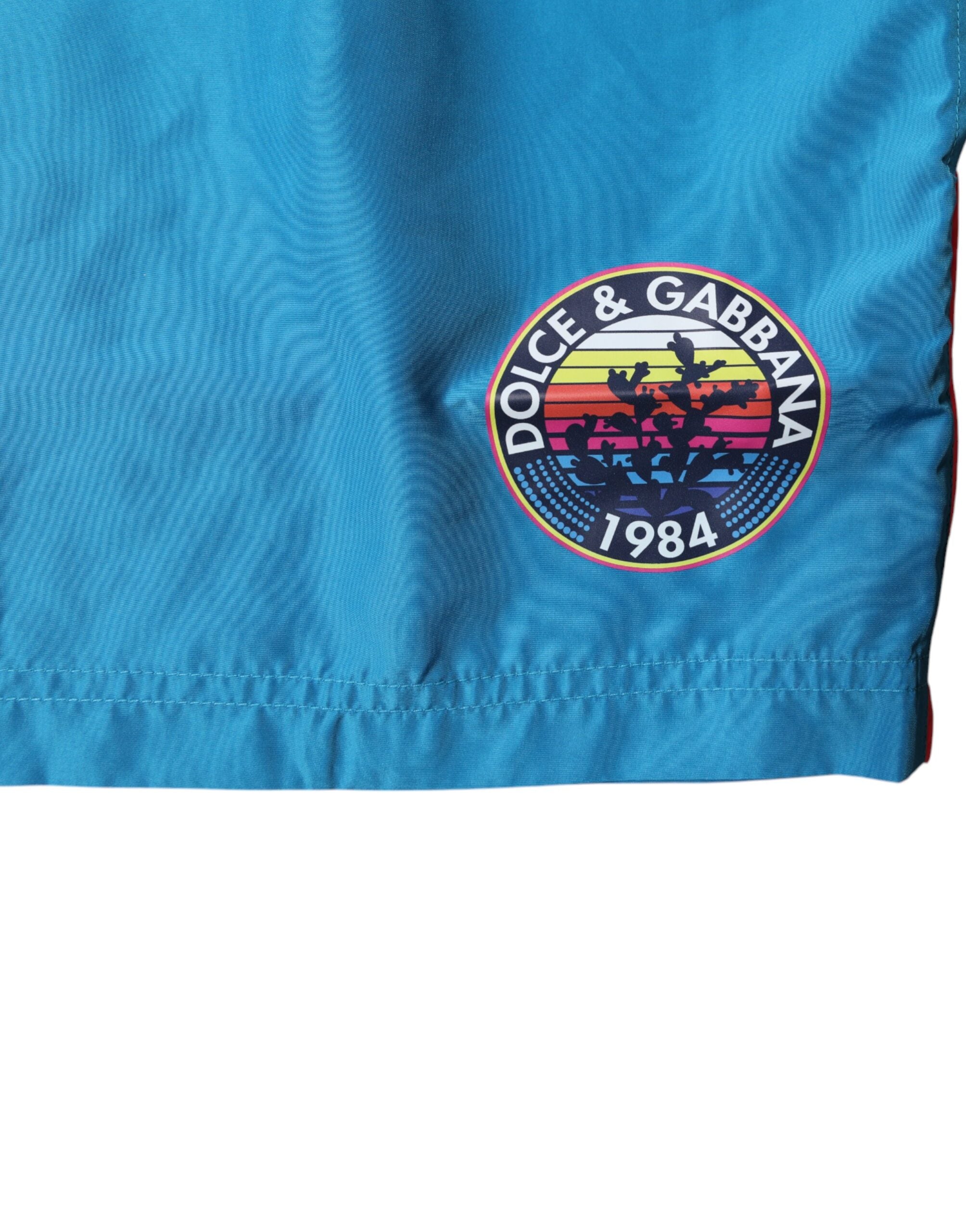 Turquoise Logo Beachwear Shorts 2Pc Swimwear - ventzia