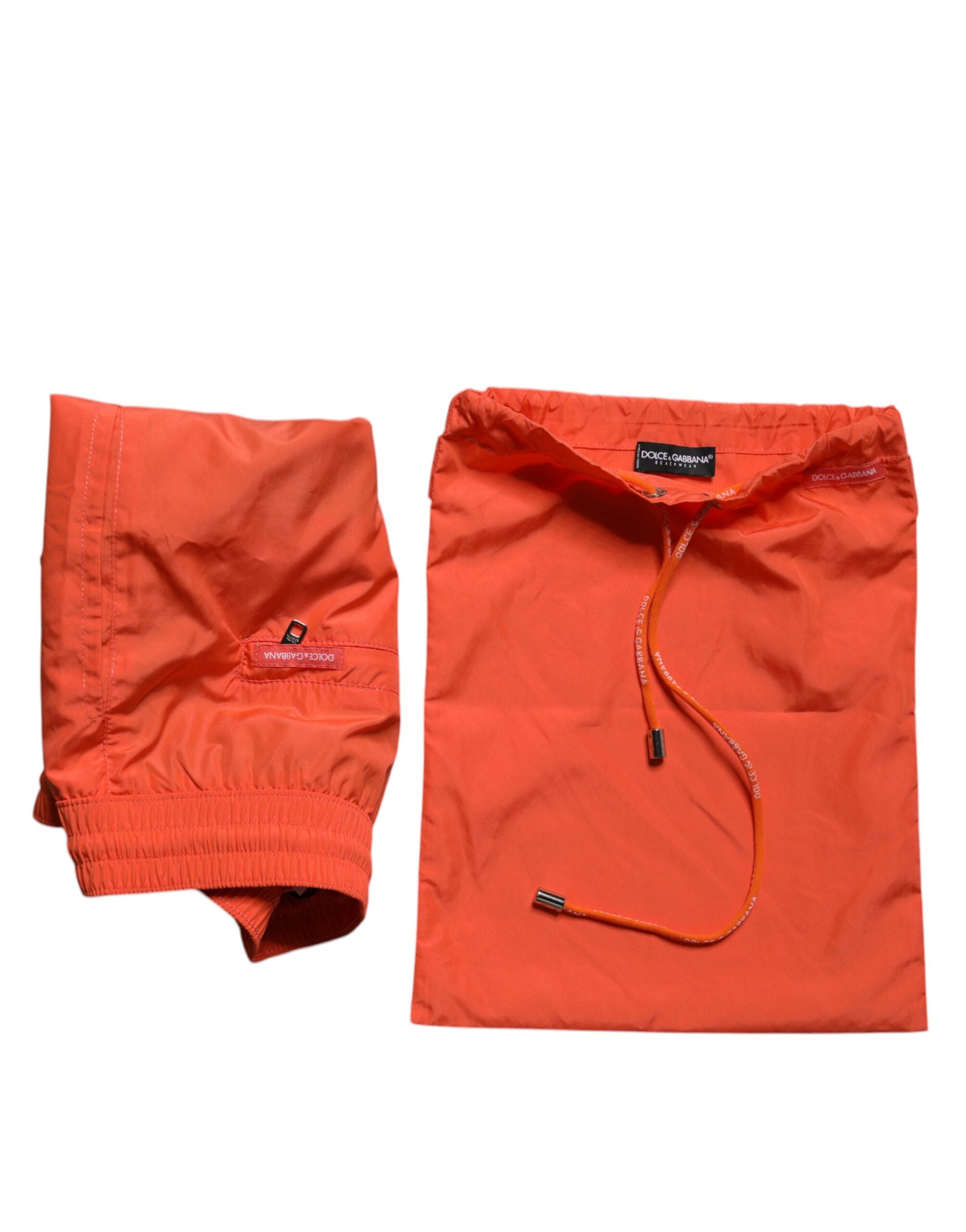 Orange Polyester Beachwear Shorts 2Pc Swimwear - ventzia