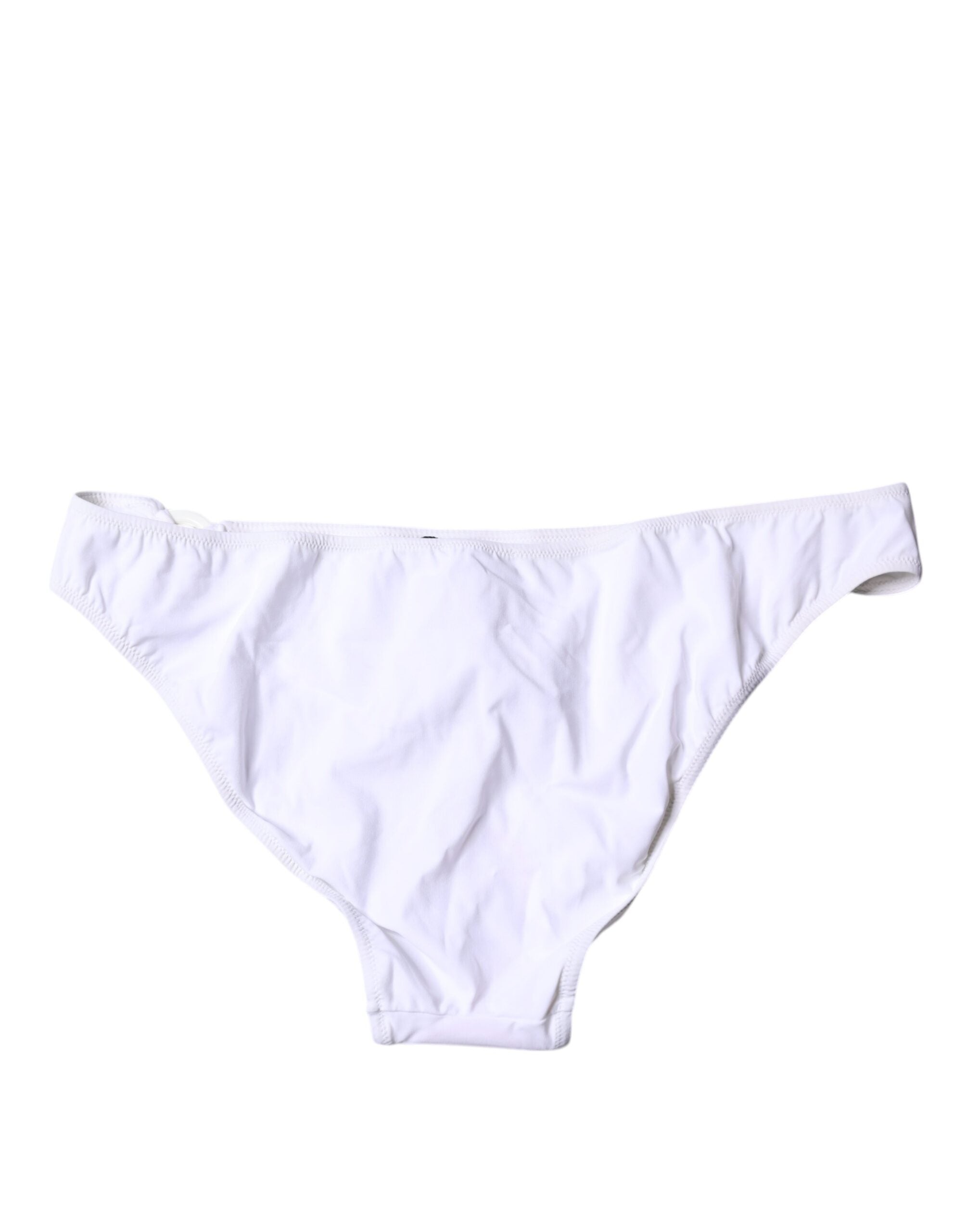 White Nylon Beachwear Bikini Bottom Swimwear - ventzia