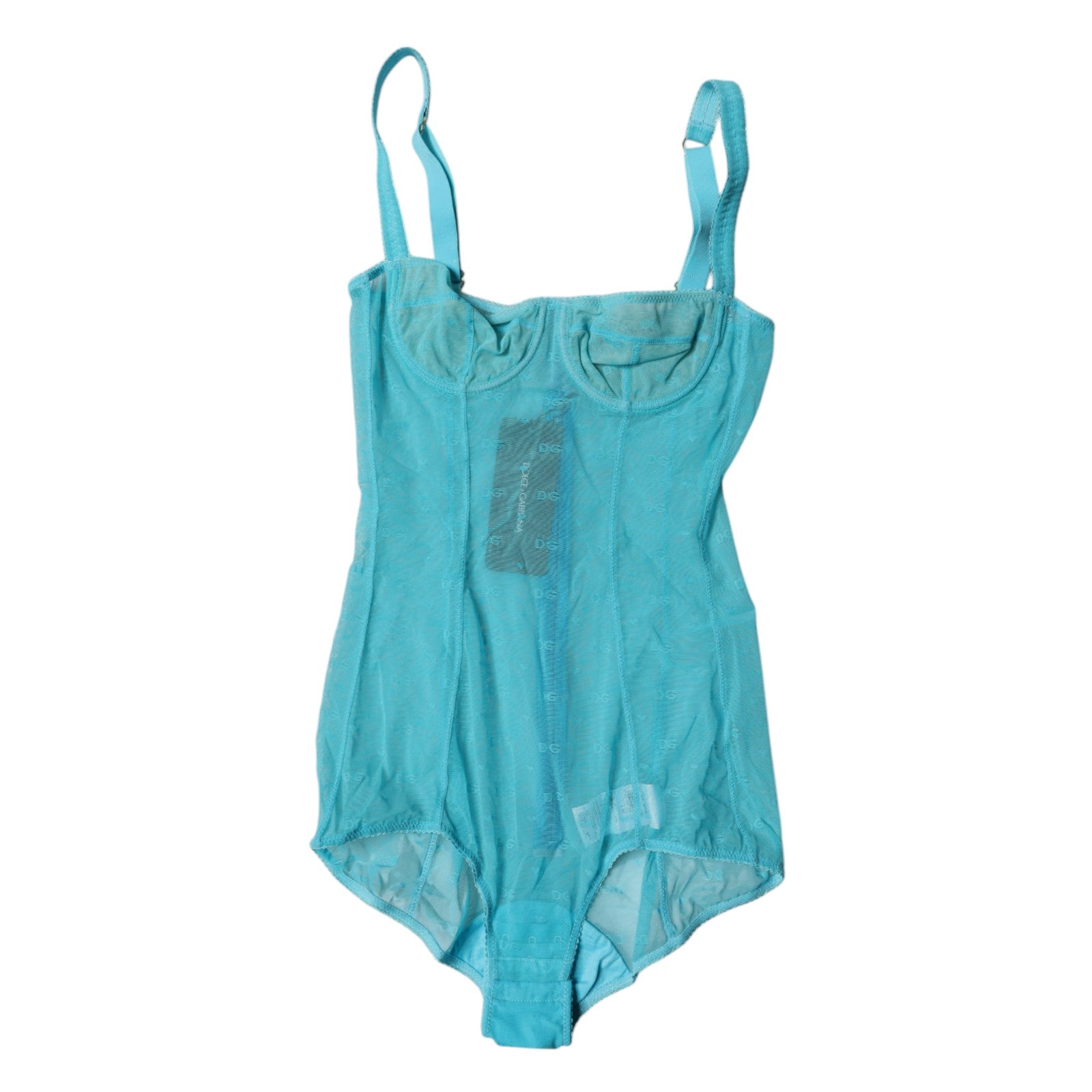 Blue Tulle Balconette Bra Bodysuit Underwear - ventzia