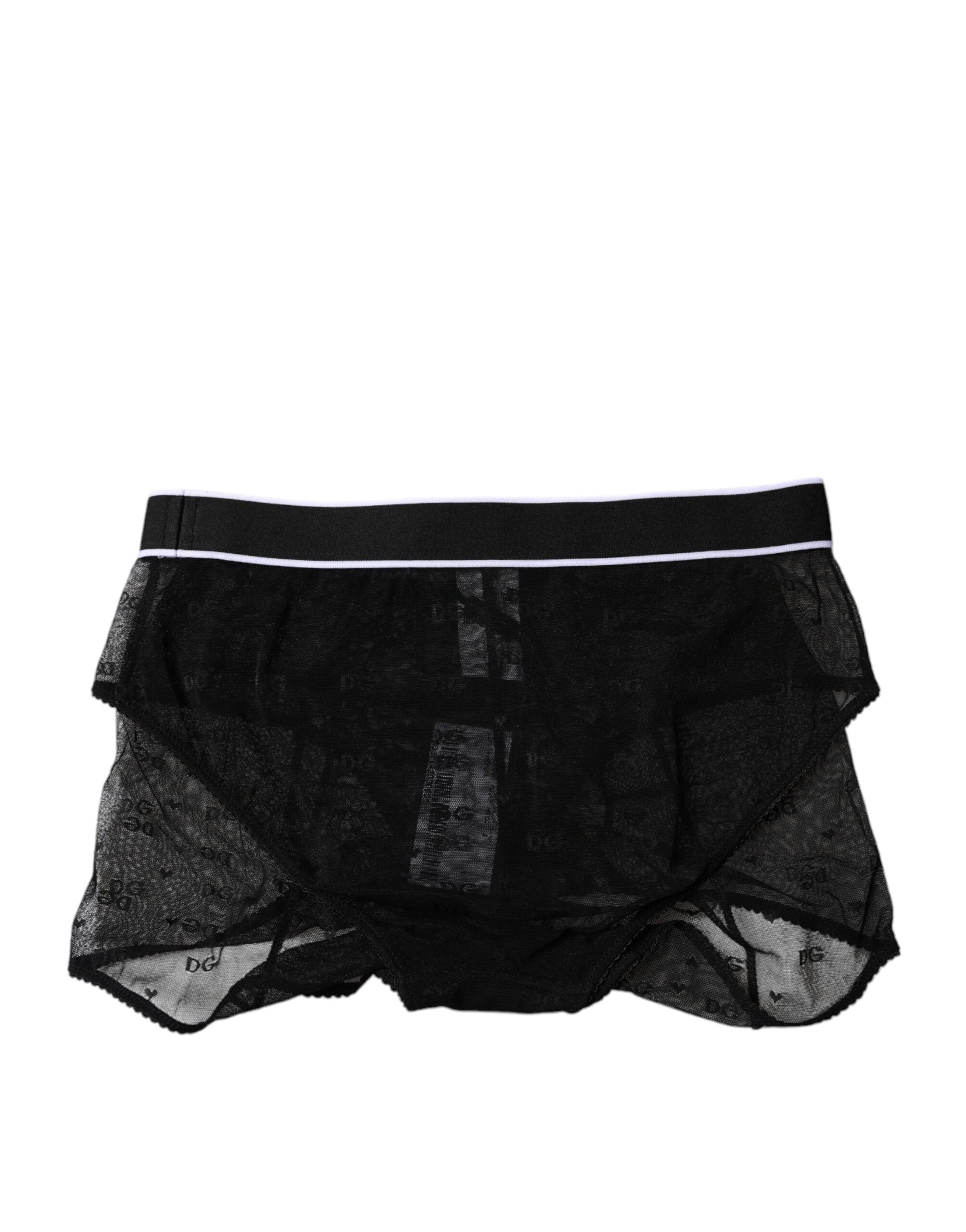 Black Tulle Nylon Mid Waist Panty Underwear - ventzia