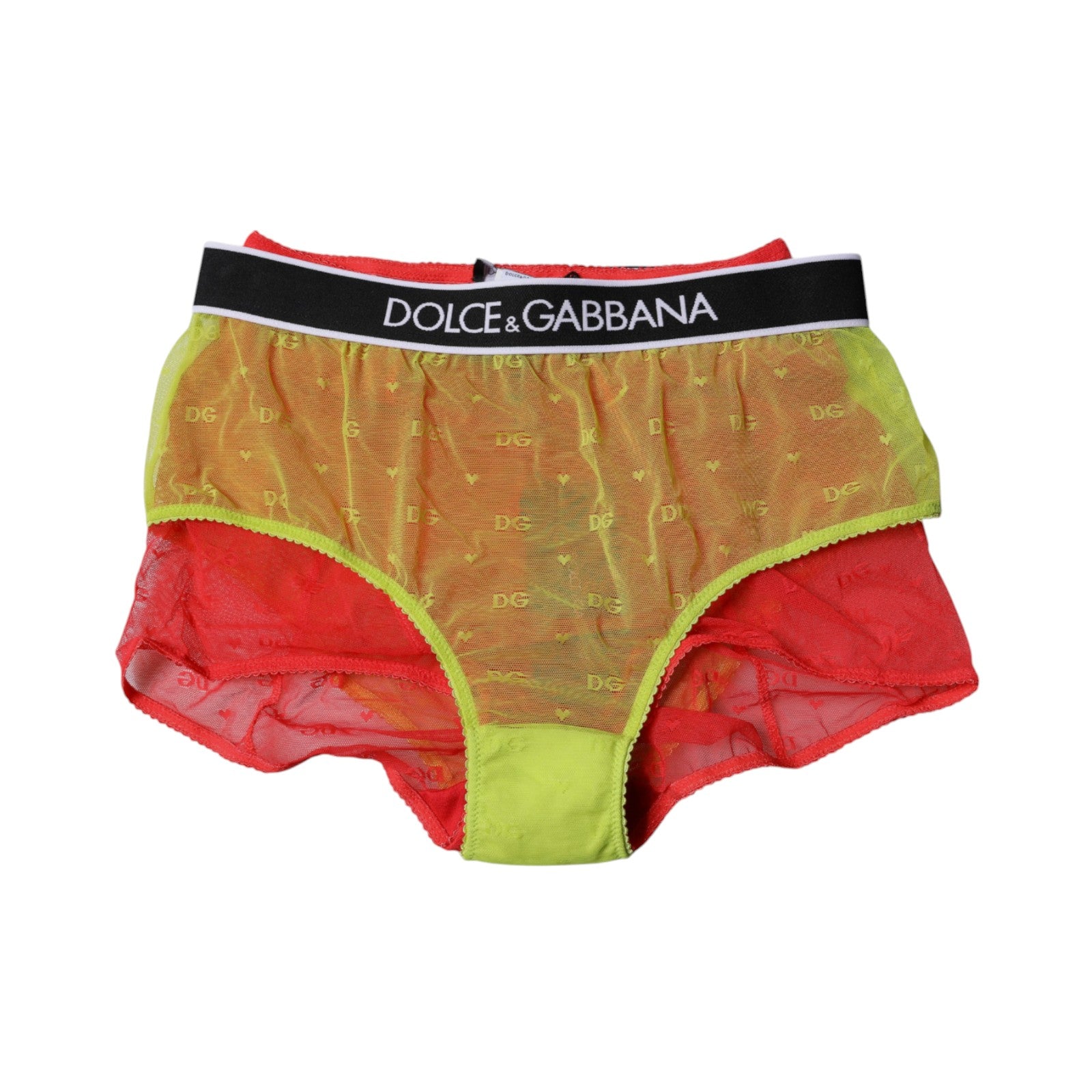 Red Yellow Tulle Mid Waist Panty Underwear - ventzia