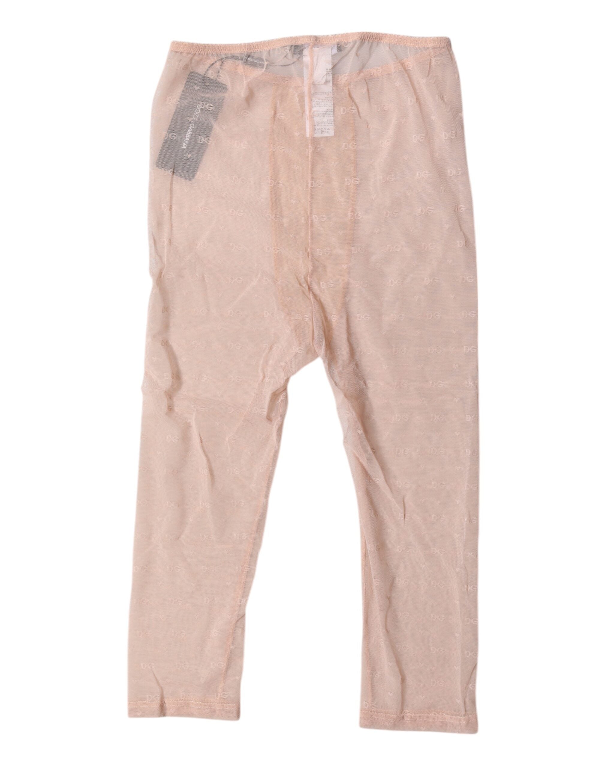 Beige Logo Lace Lingerie Cropped Tights Underwear - ventzia