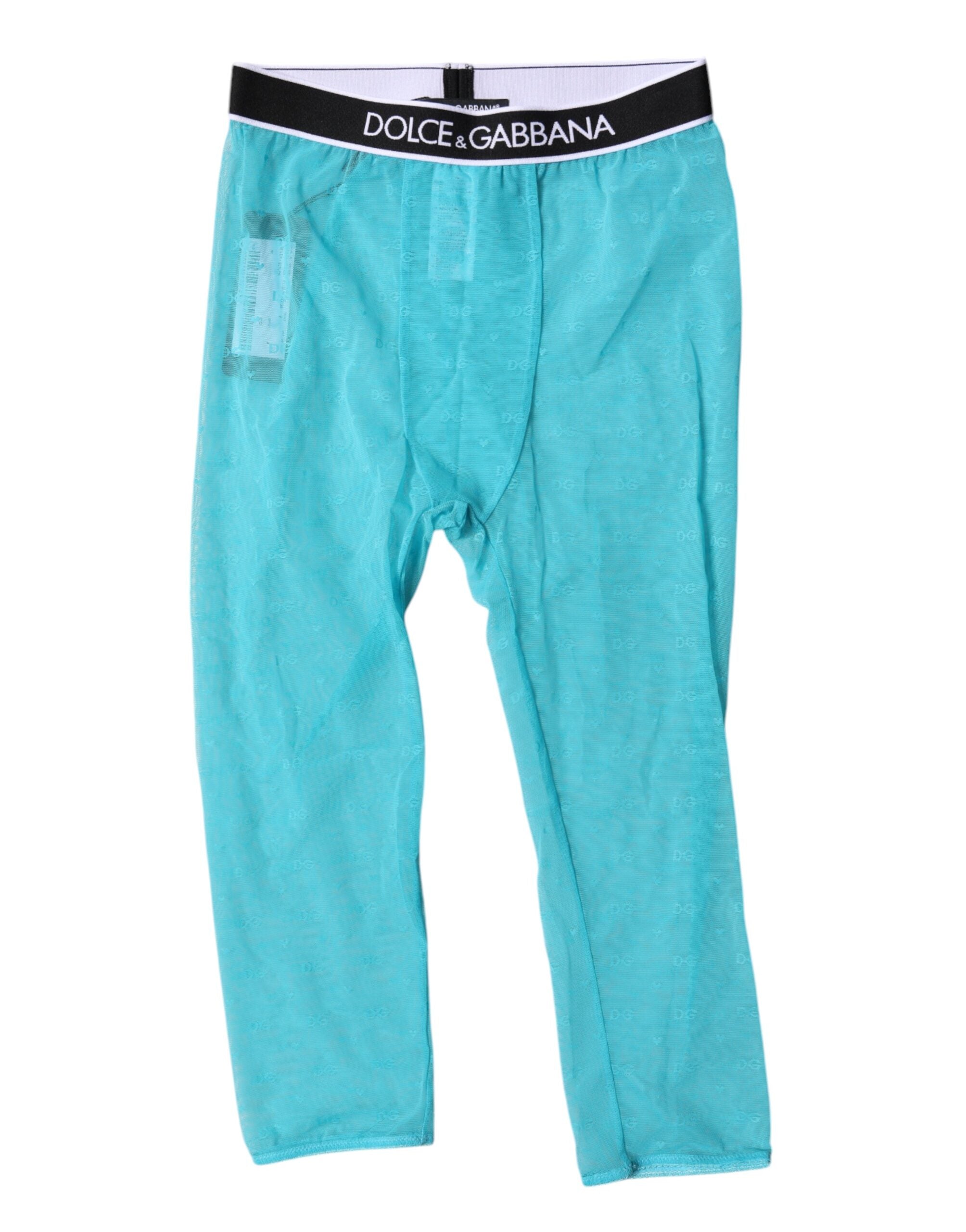 Light Blue DG Logo Nylon Cropped Tights Underwear - ventzia