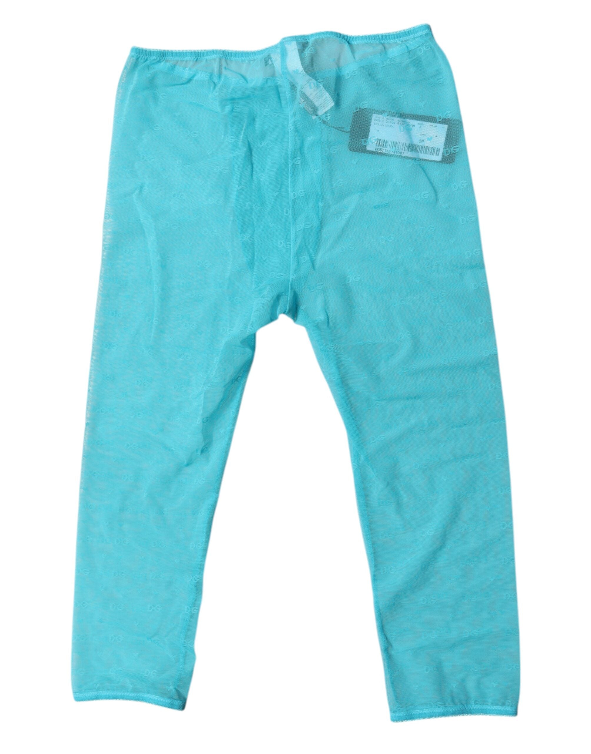 Blue Logo Lace Lingerie Cropped Tight Underwear - ventzia