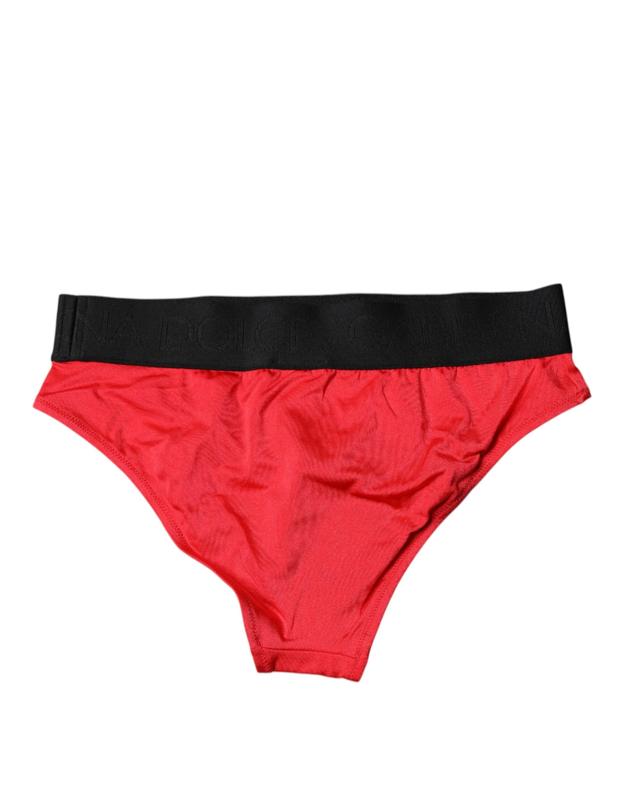Red Nylon Stretch Mid Waist Panty Underwear - ventzia