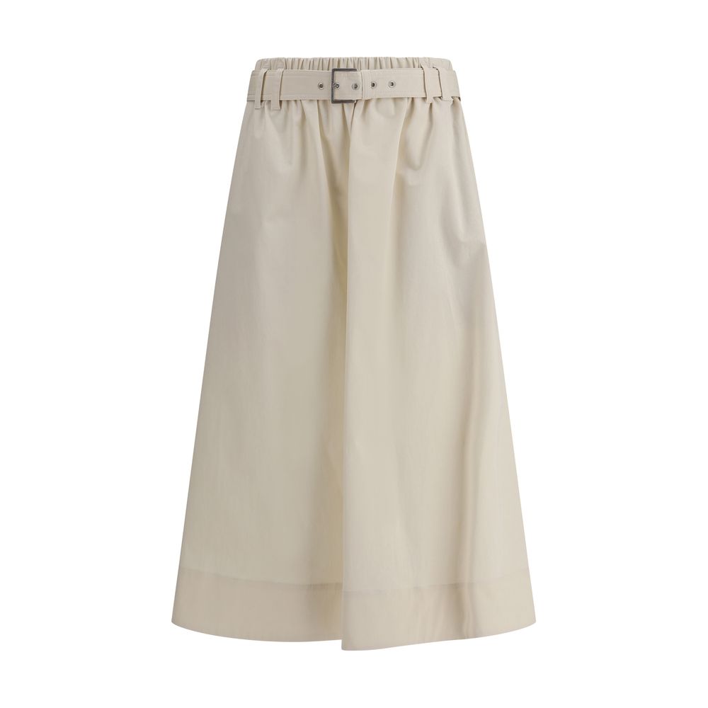 Cream Wide Long Skirt - ventzia