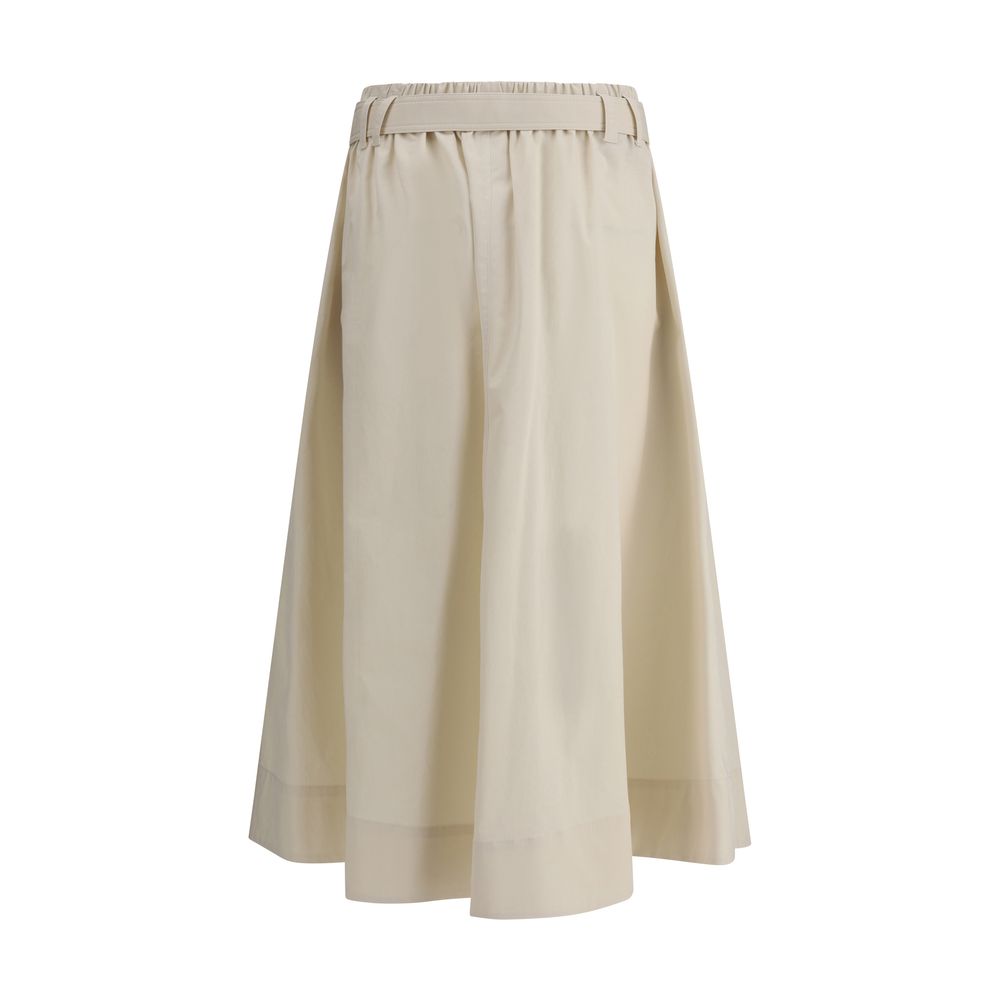 Cream Wide Long Skirt - ventzia