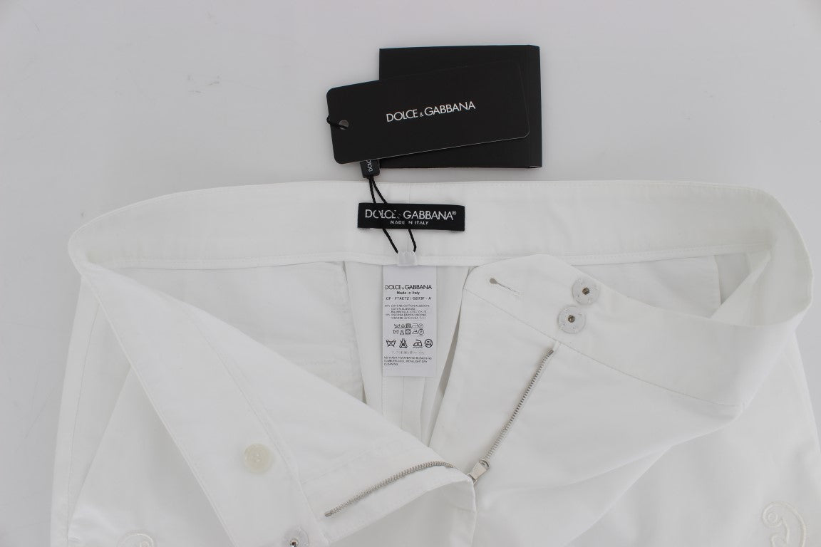 Elegant White Floral Cutout Dress Pants - ventzia