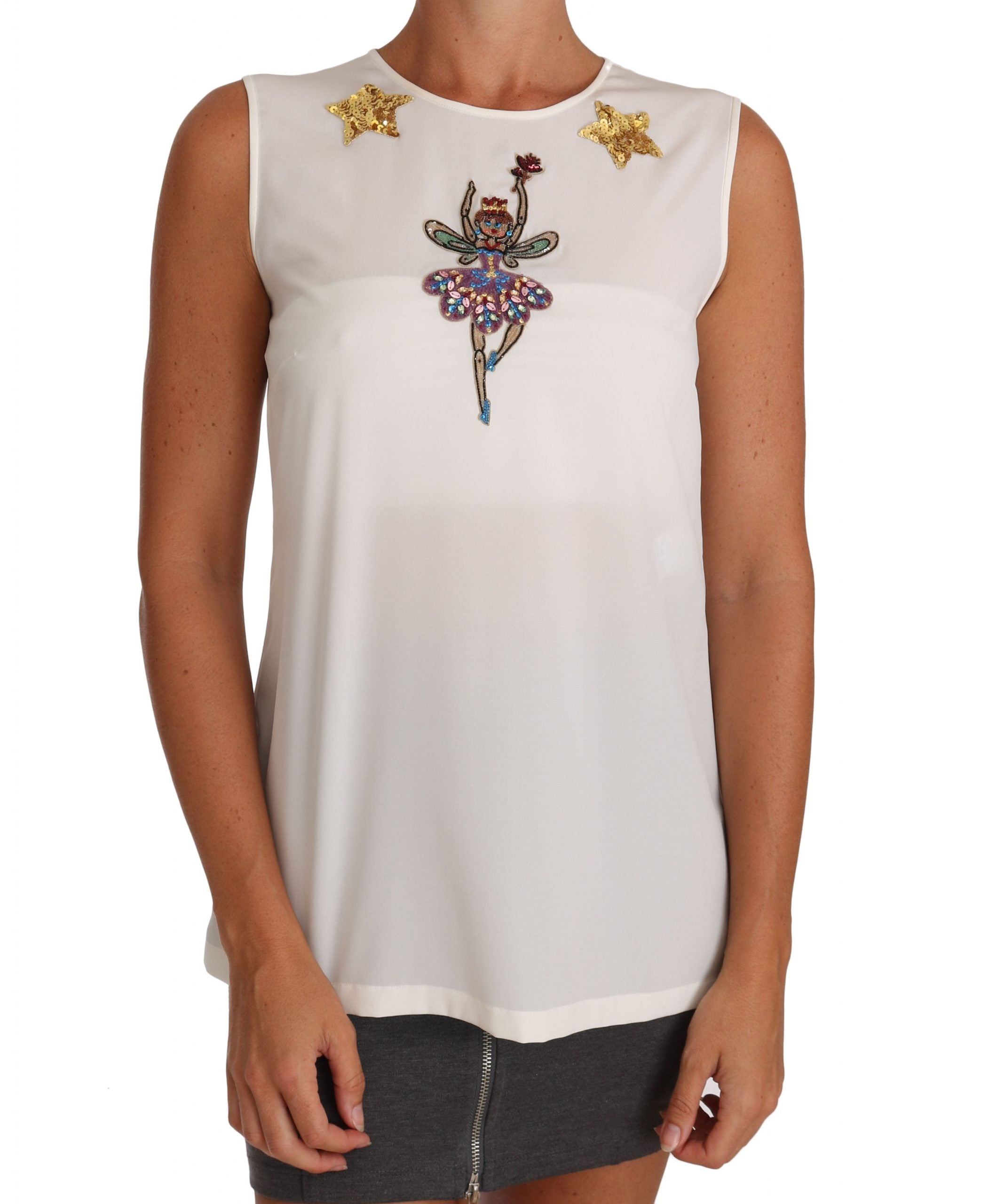 Enchanted Crystal-Embellished Silk Blouse - ventzia