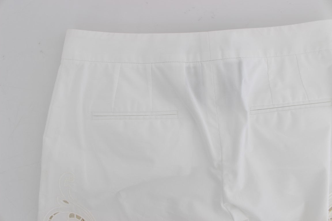 Elegant White Floral Cutout Dress Pants - ventzia