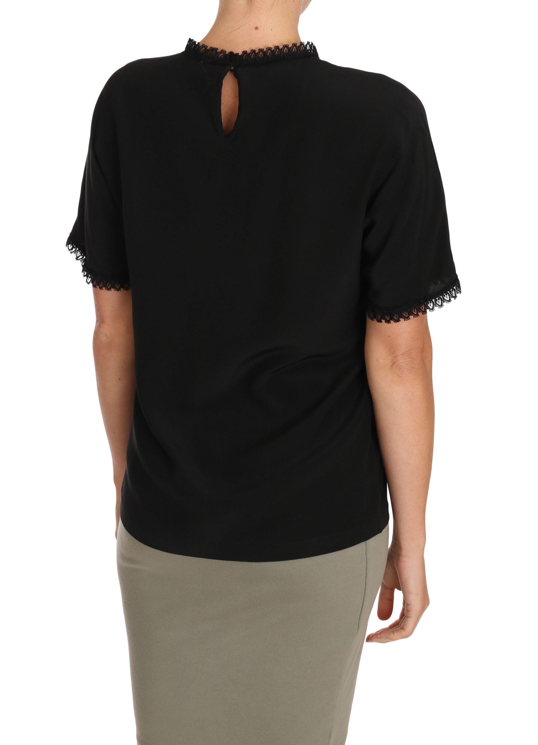 Elegant Lace Detailed Silk Blouse - ventzia
