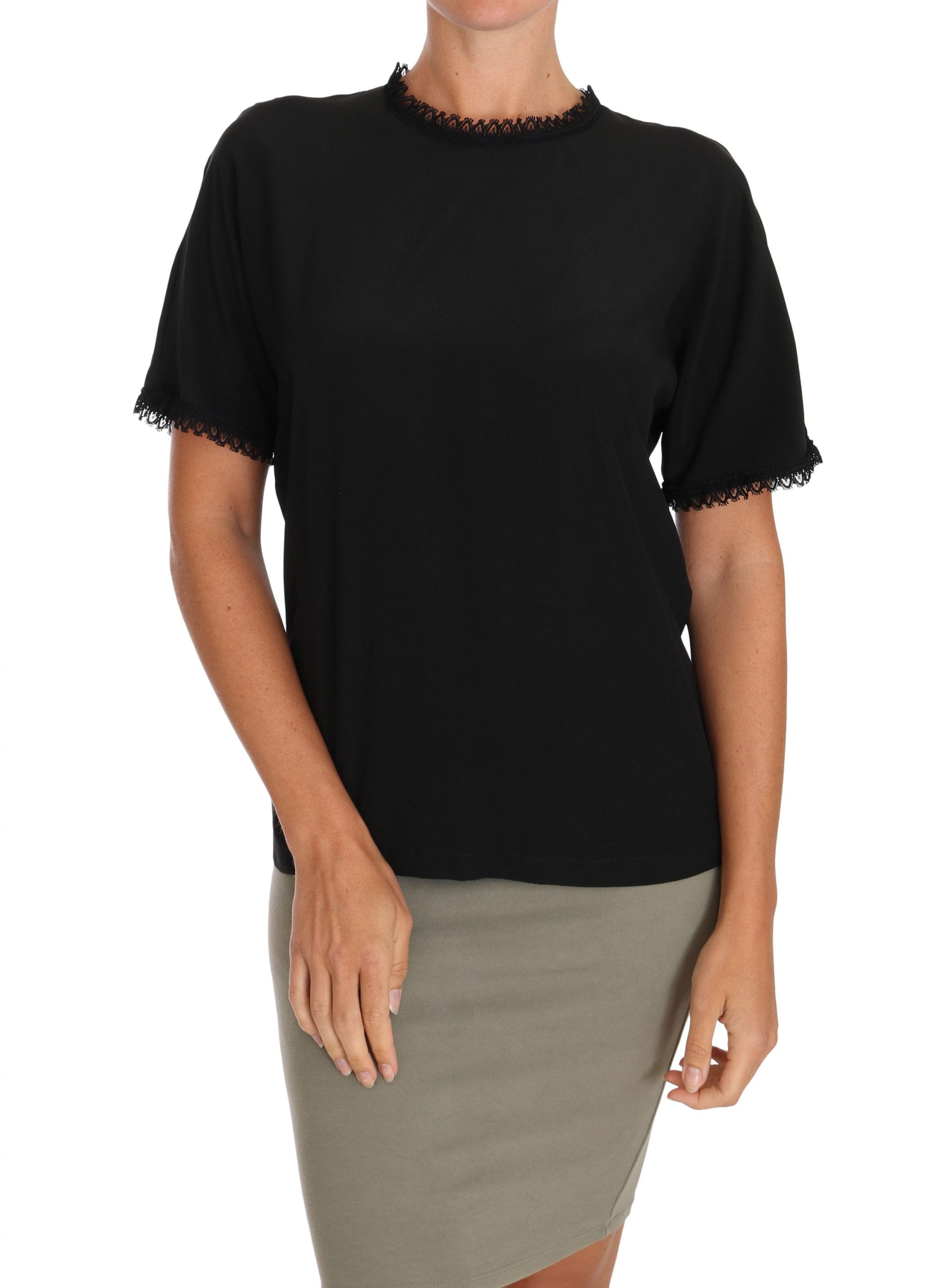 Elegant Lace Detailed Silk Blouse - ventzia