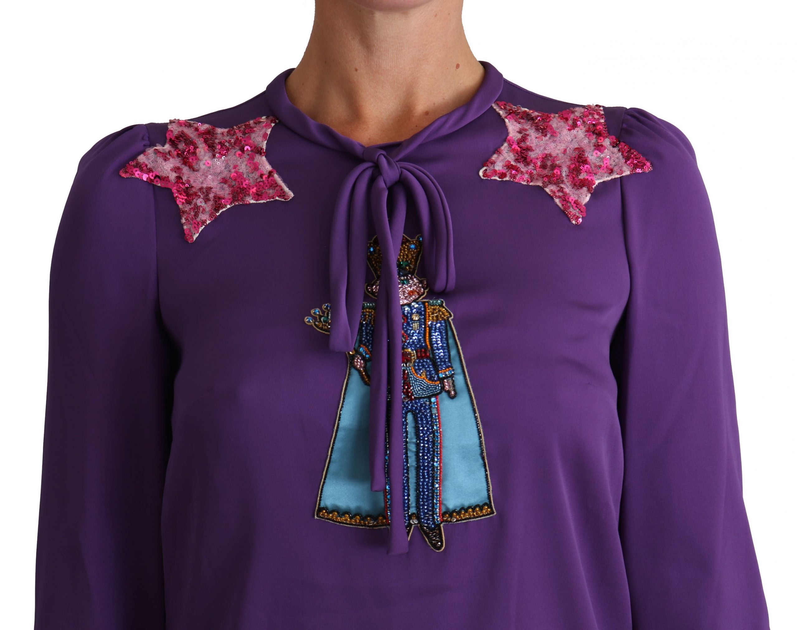 Enchanted Purple Silk Crystal Blouse - ventzia