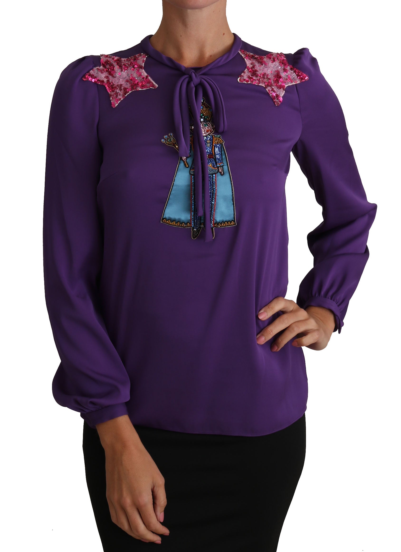 Enchanted Purple Silk Crystal Blouse - ventzia