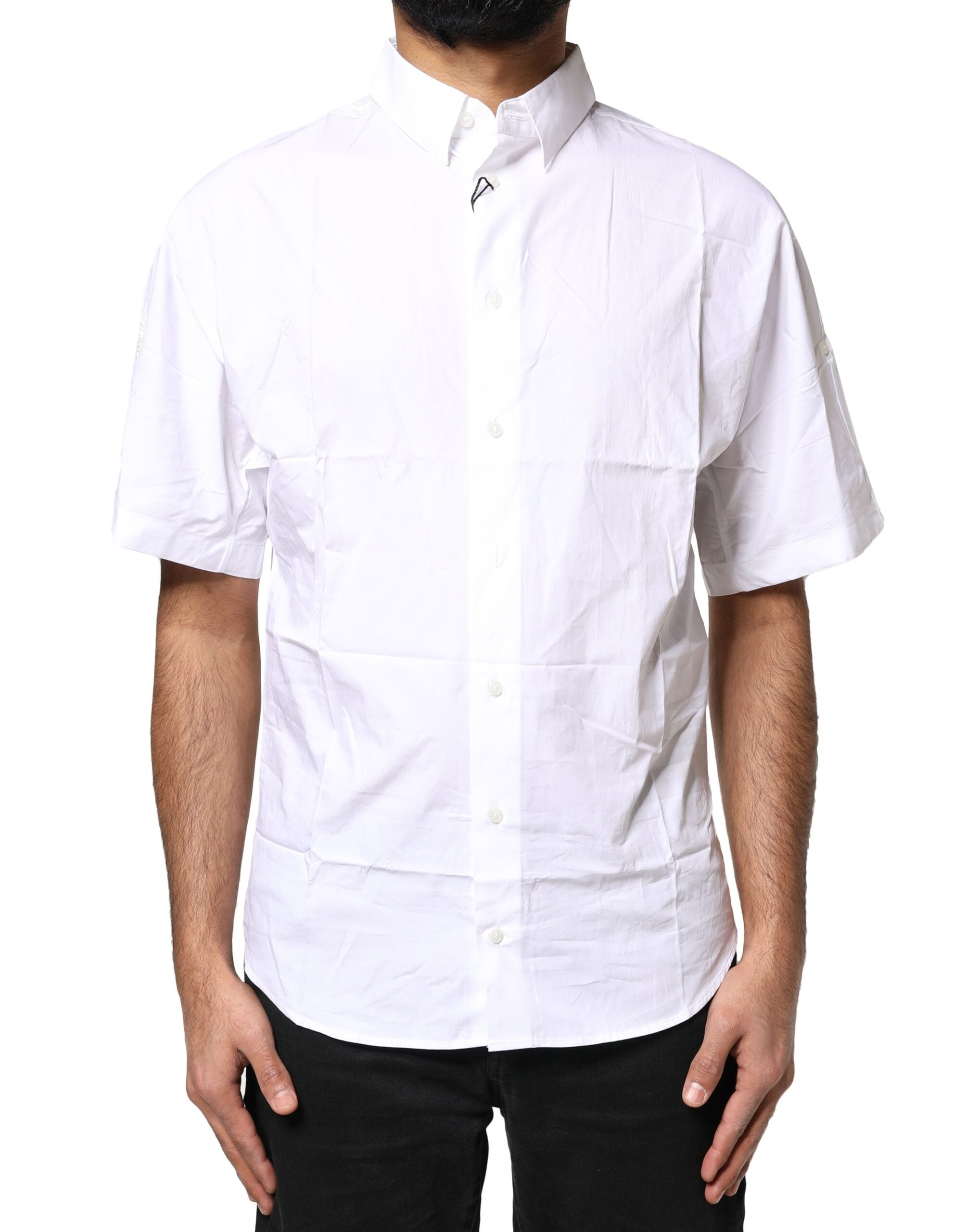 White Cotton Button Down Casual Men Polo Shirt - ventzia