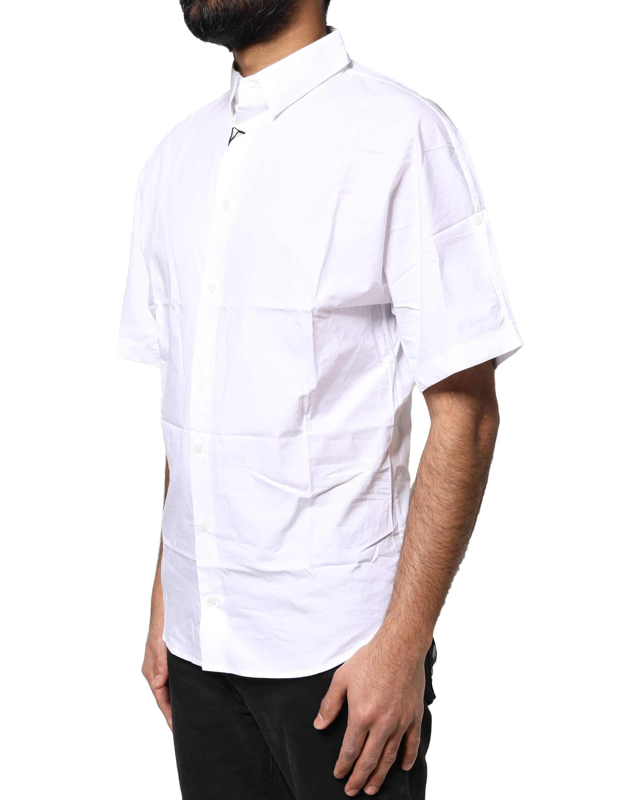 White Cotton Button Down Casual Men Polo Shirt - ventzia