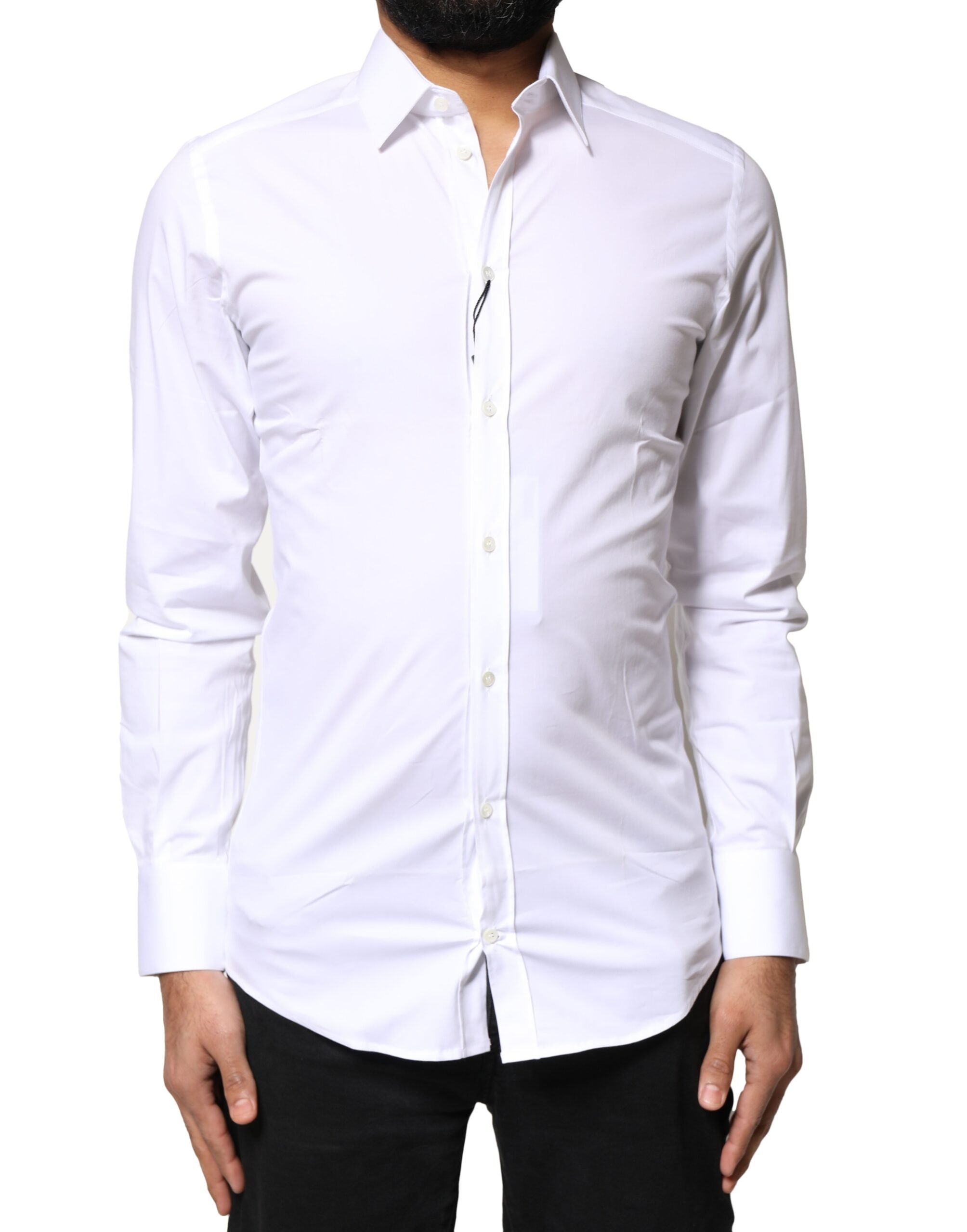White GOLD Cotton Long Sleeves Dress Shirt - ventzia