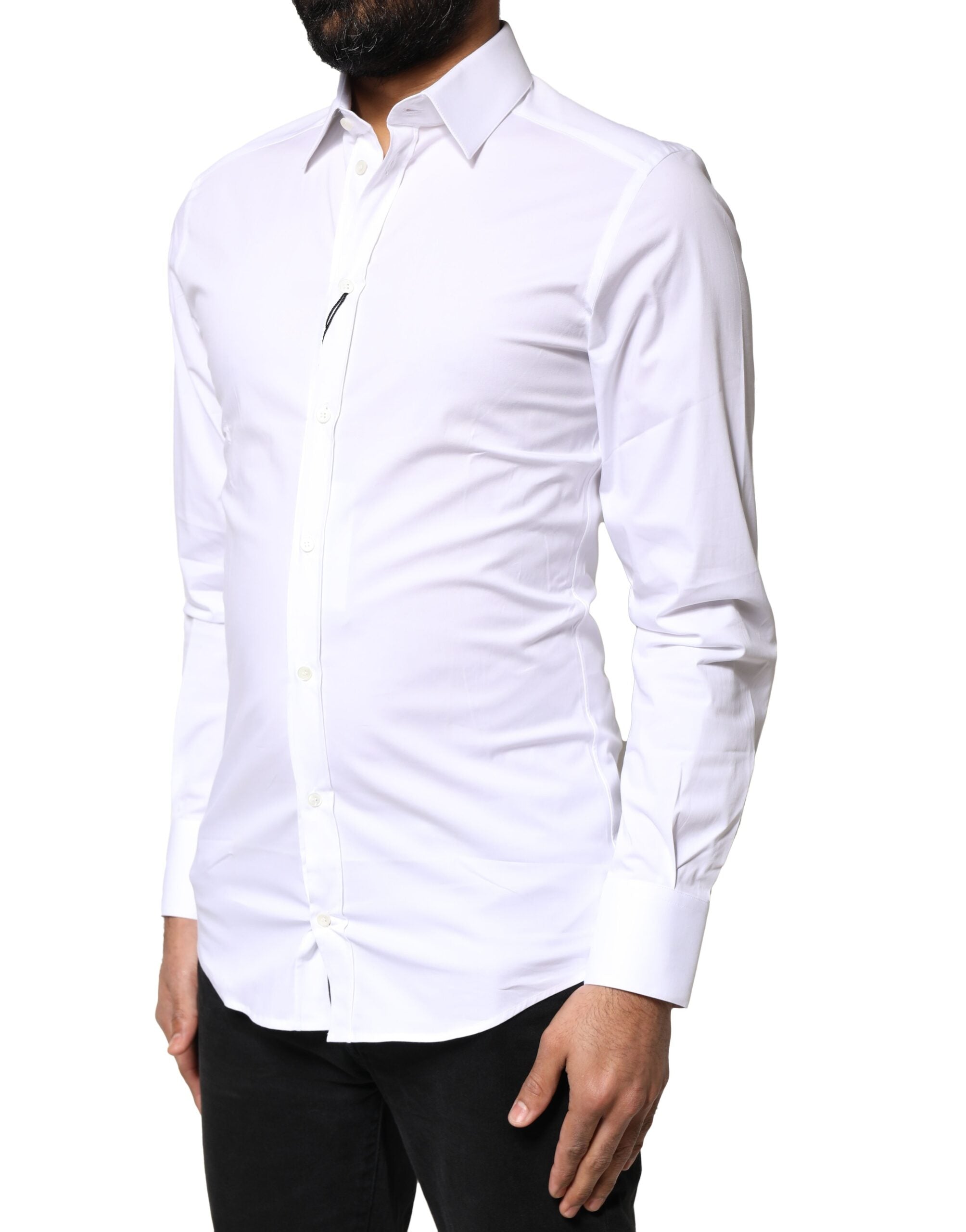 White GOLD Cotton Long Sleeves Dress Shirt - ventzia