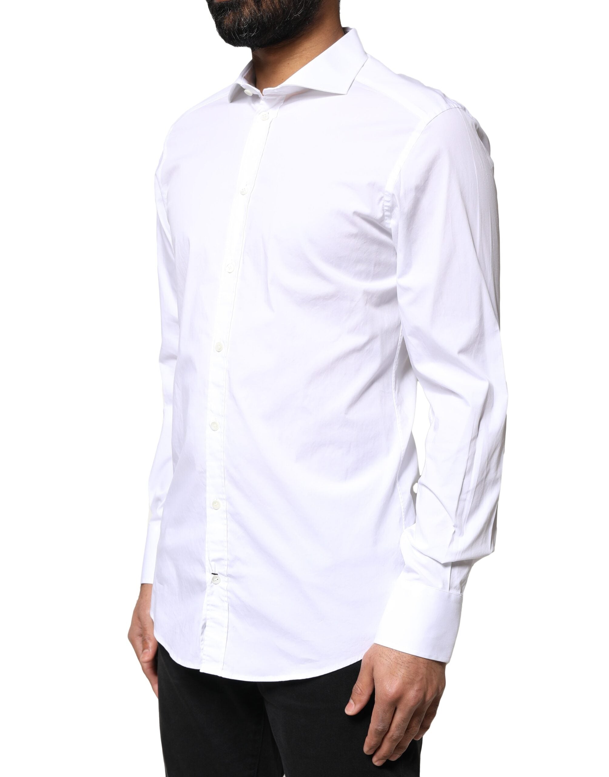 White GOLD Cotton Long Sleeves Dress Shirt - ventzia