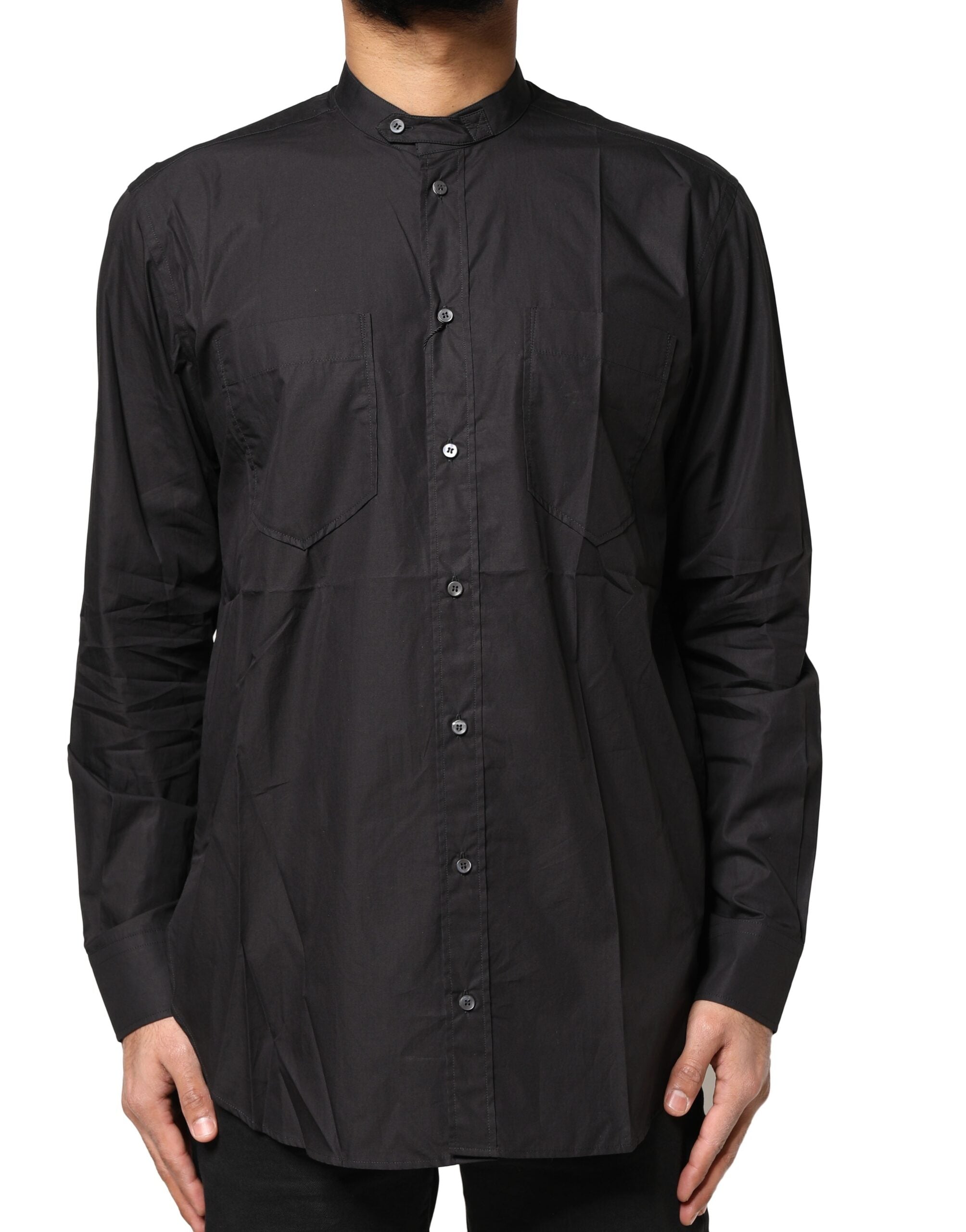 Black Cotton Button Down Men Casual Shirt - ventzia