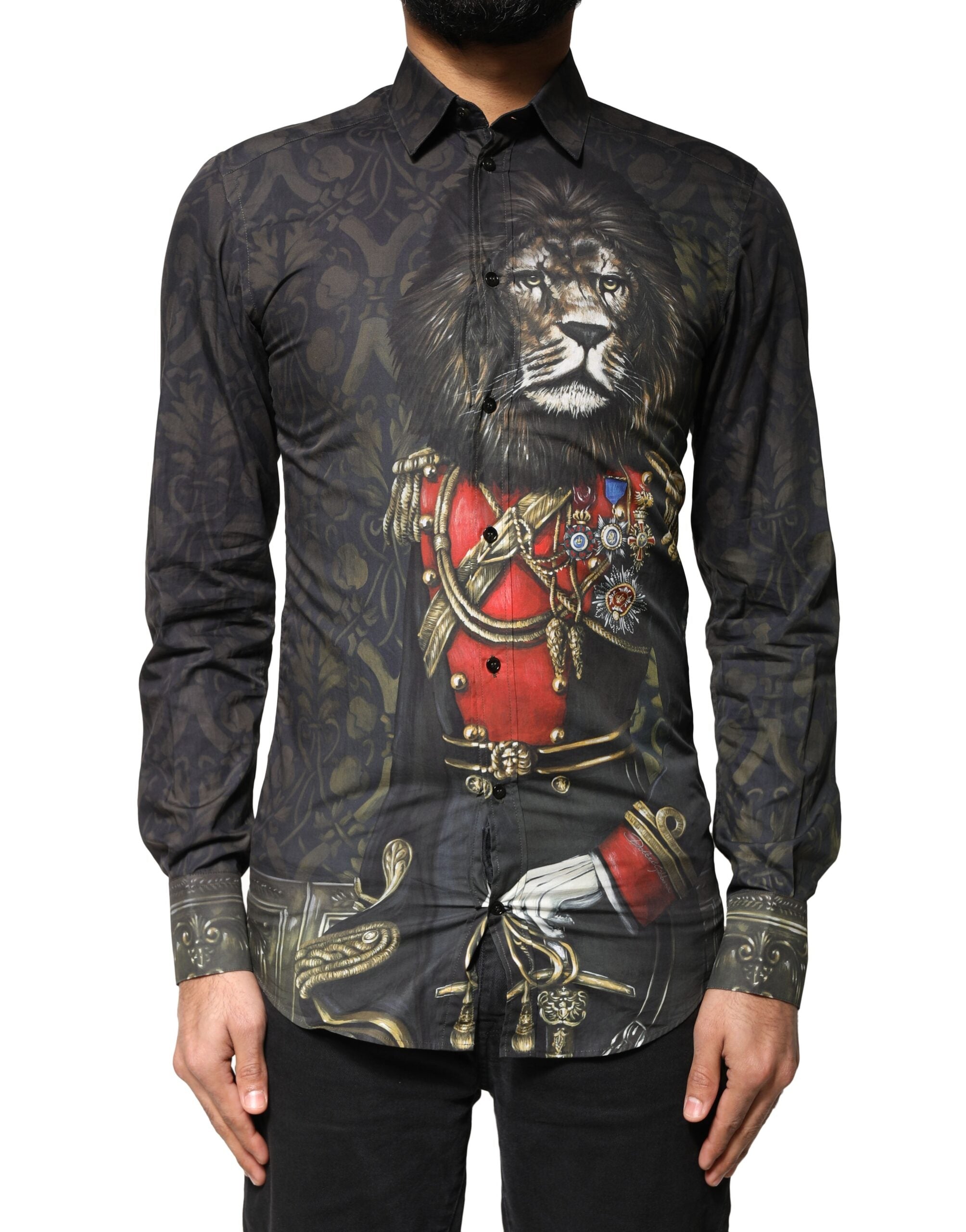 Black Royal Pet Portrait GOLD Dress Shirt - ventzia