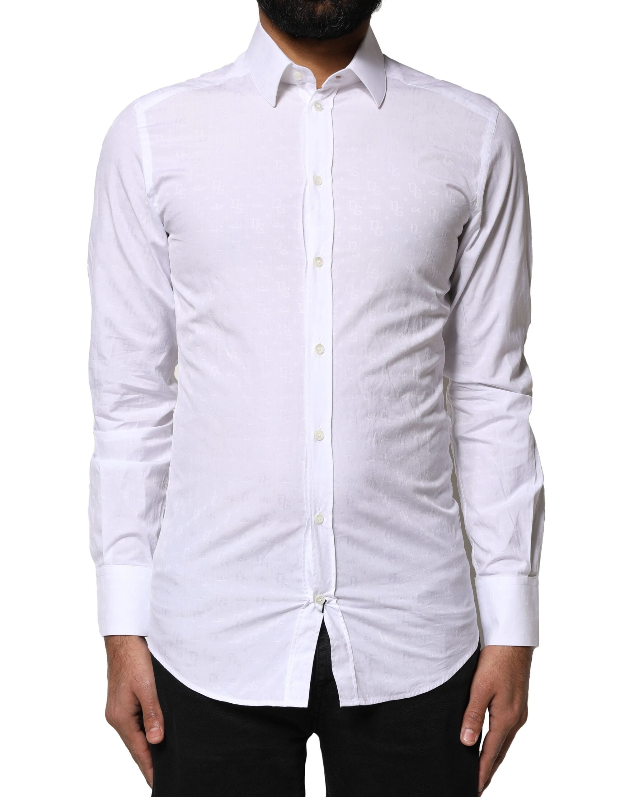 White GOLD Cotton Long Sleeves Dress Shirt - ventzia