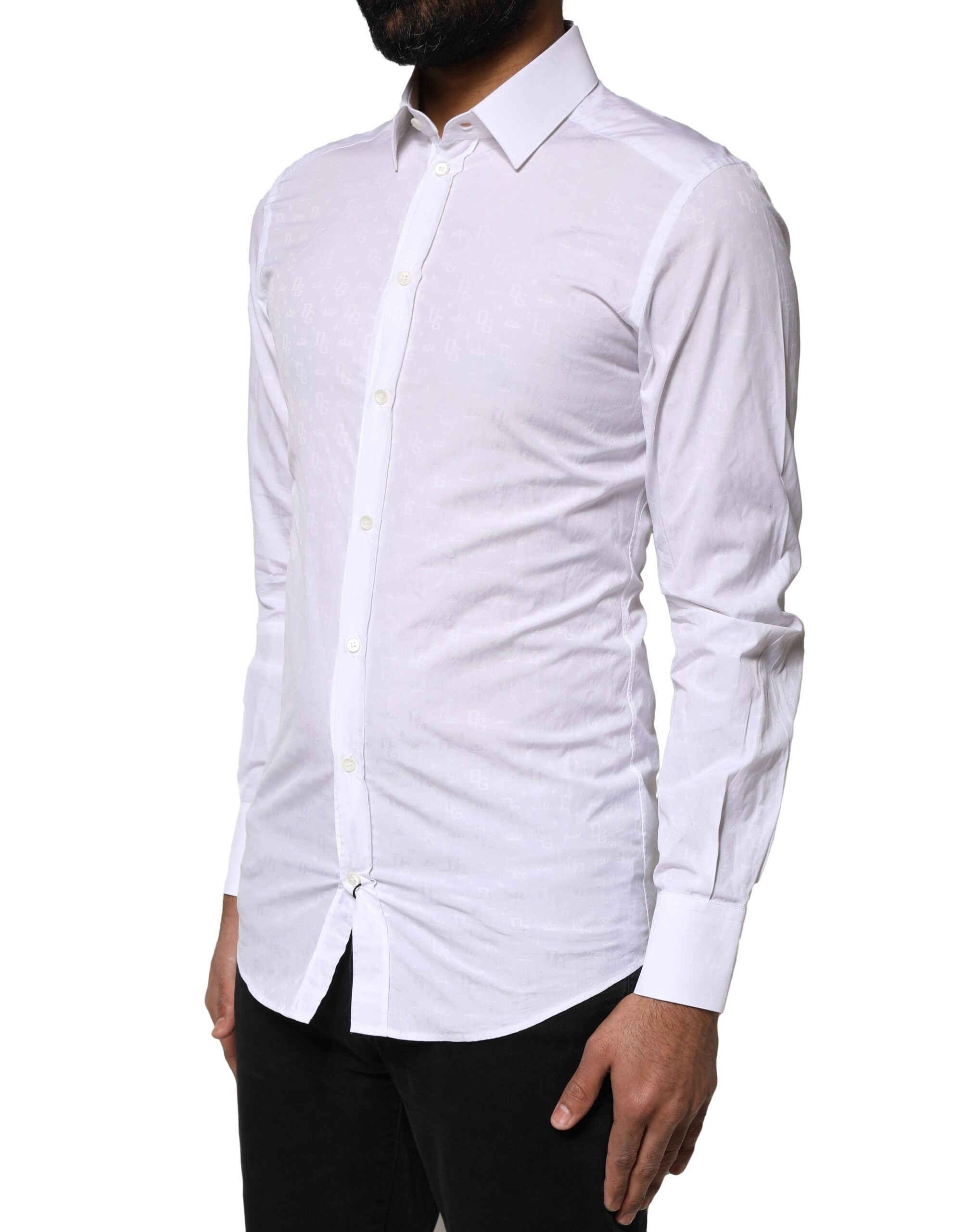White GOLD Cotton Long Sleeves Dress Shirt - ventzia